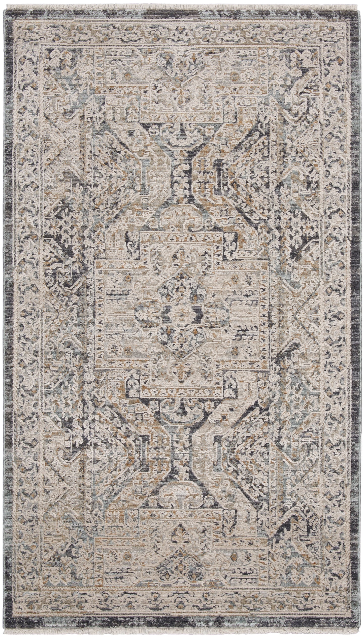 Nourison Lynx 2'6" x 4'6" Ivory Charcoal Vintage Indoor Rug