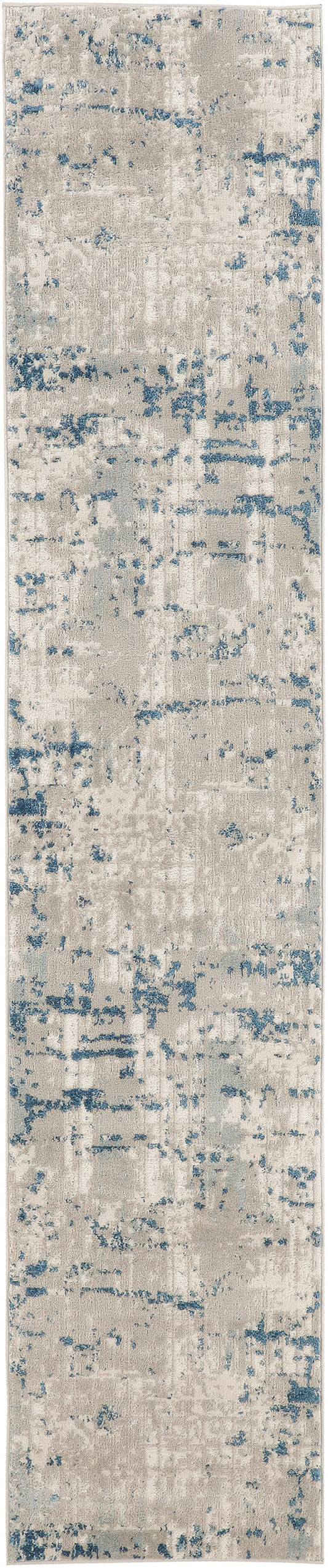 Nourison Quarry 2'2" x 6' Ivory Grey Blue Modern Indoor Rug