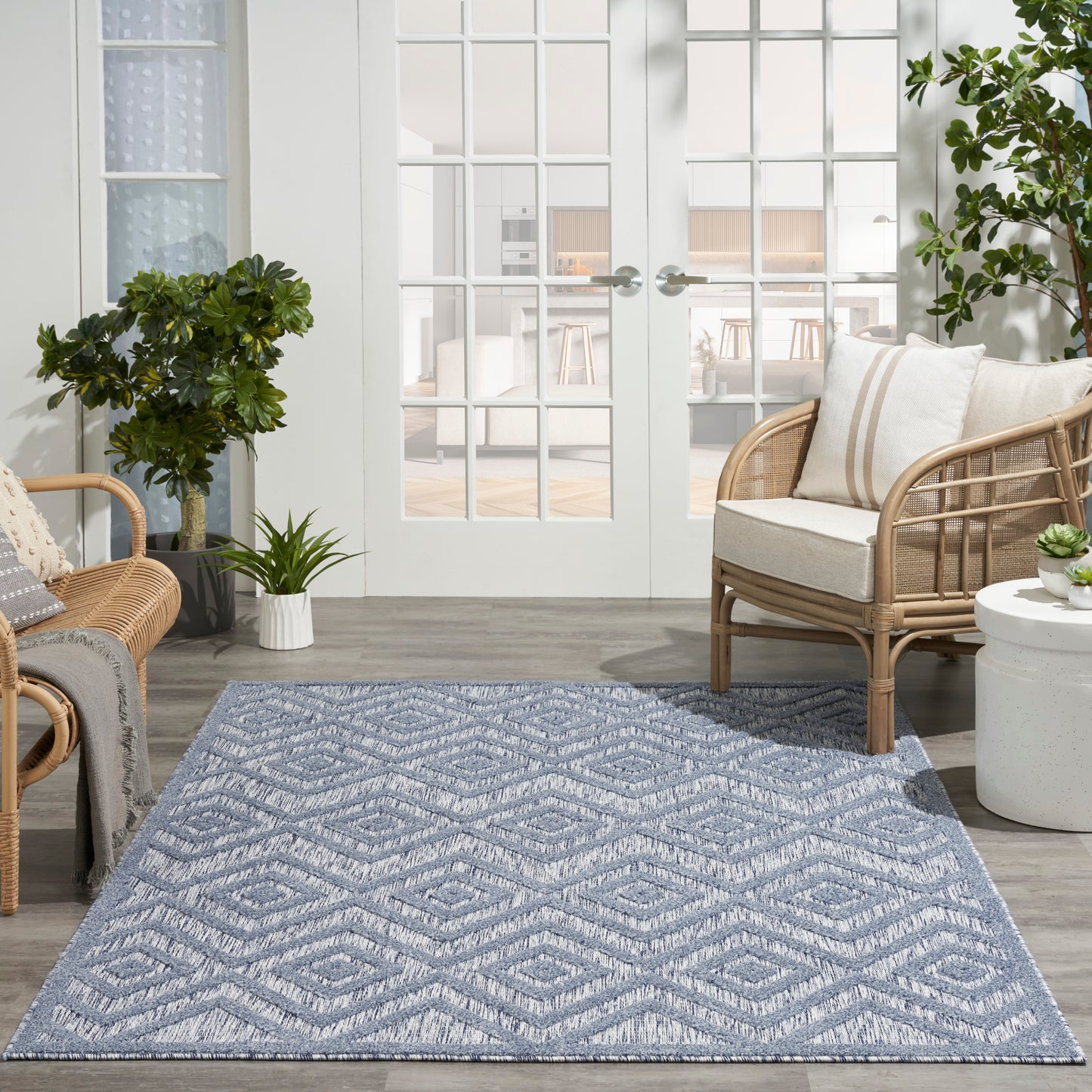 Nourison Versatile 5' x 7' Denim Blue Modern Rug