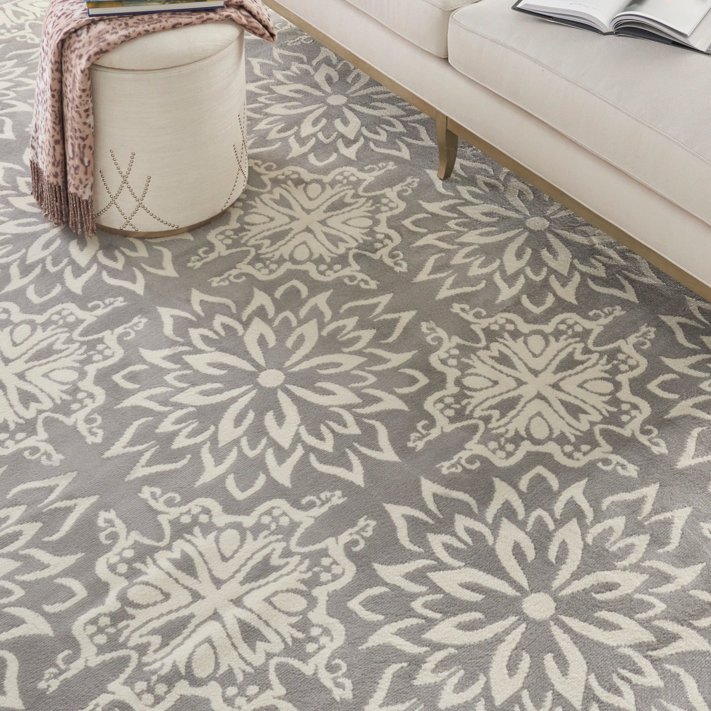 Nourison Jubilant 7'10" x 9'10" Ivory/Grey Farmhouse Indoor Rug