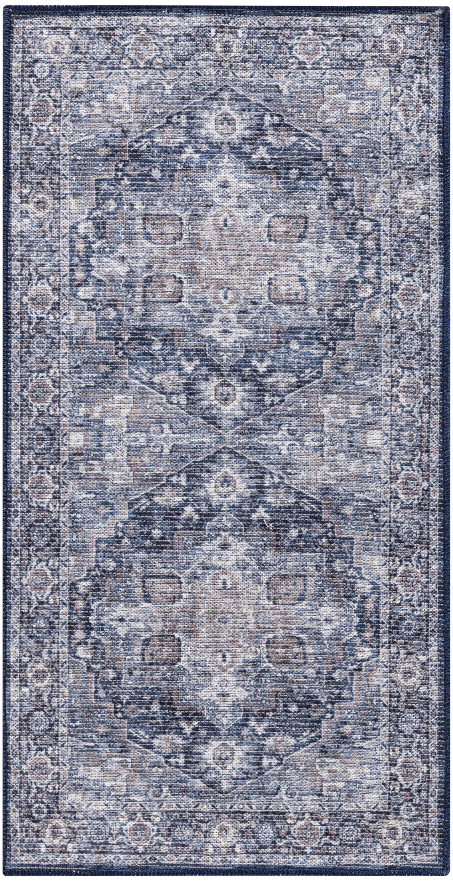 Nourison New Concept Washables 2' x 3'9" Ivory Navy Vintage Indoor Rug