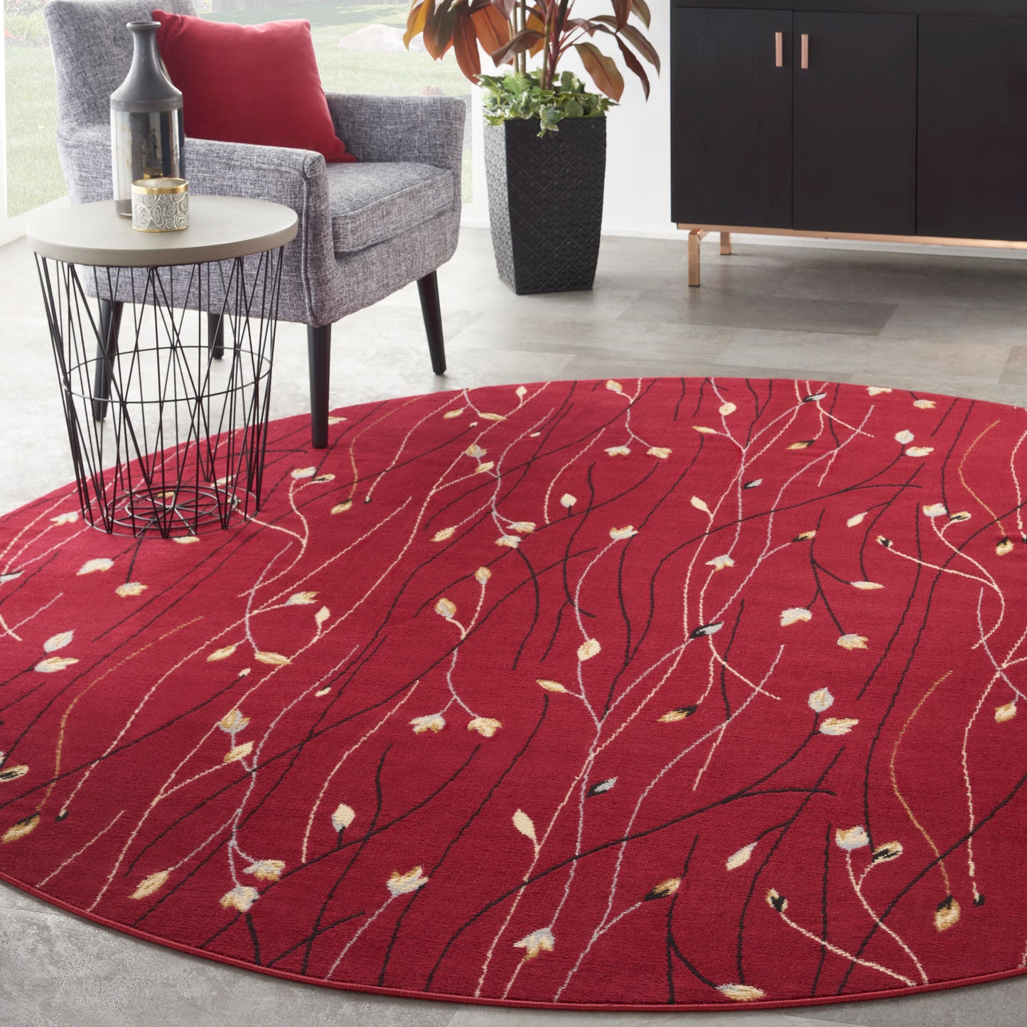 Nourison Grafix 8' x Round Red Contemporary Indoor Rug