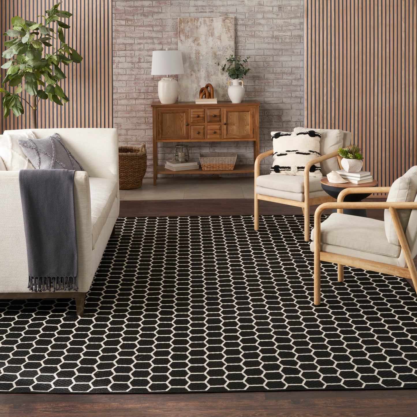 Nourison Twist Reversible 9' x 12' Black Modern Rug