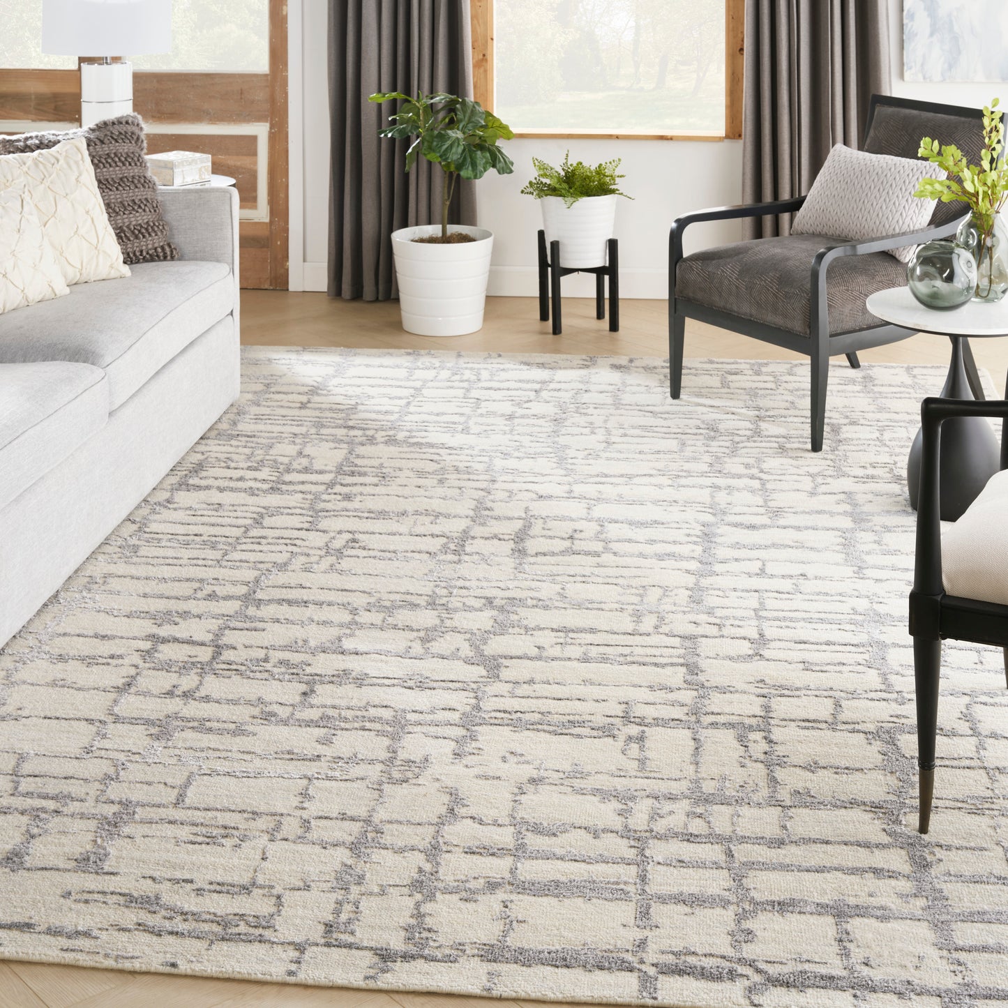 Nourison Luna 9'9" x 13'9" Ivory Grey Modern Indoor Rug