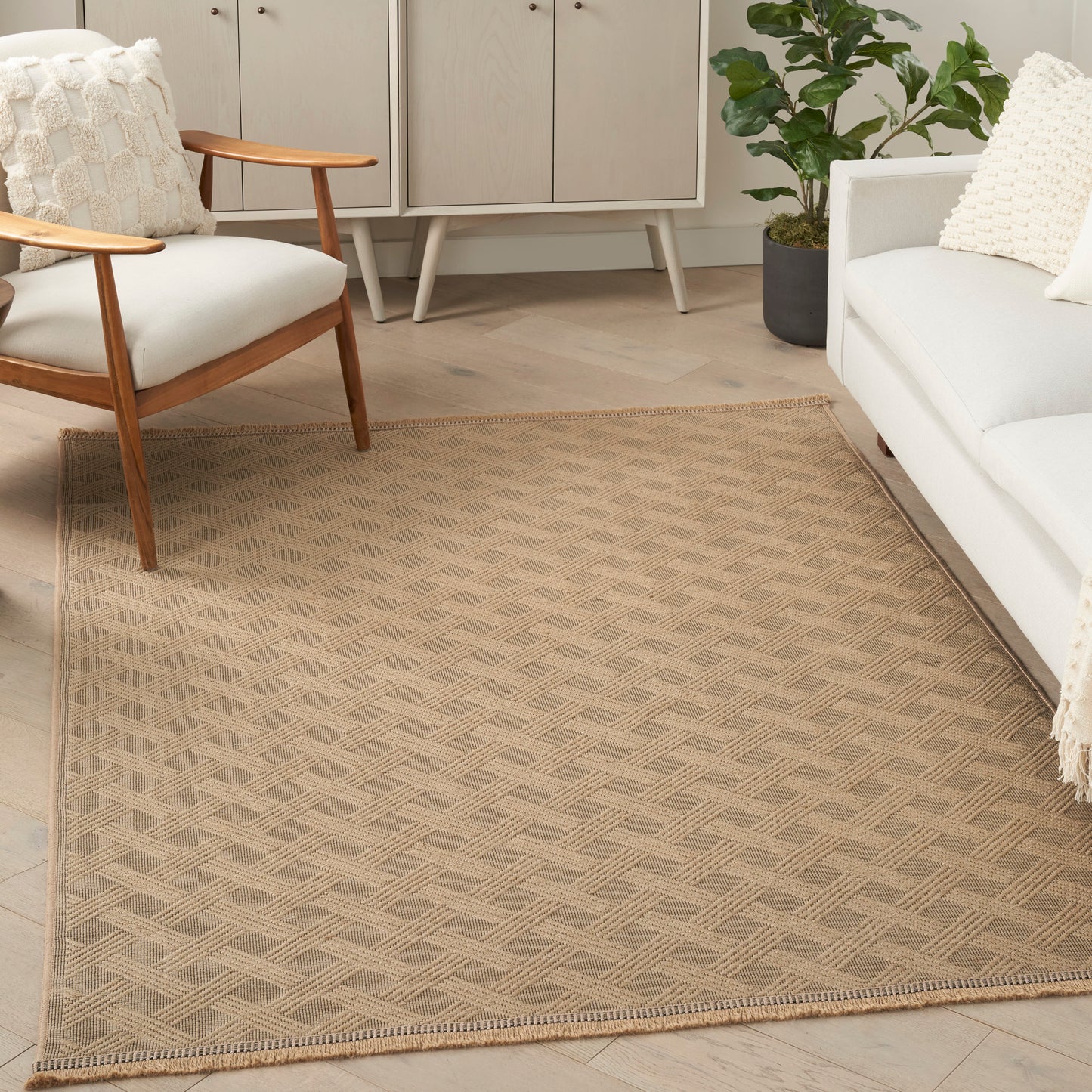 Nourison Washable Jute 3'11" x 5'11" Natural Modern Indoor Rug