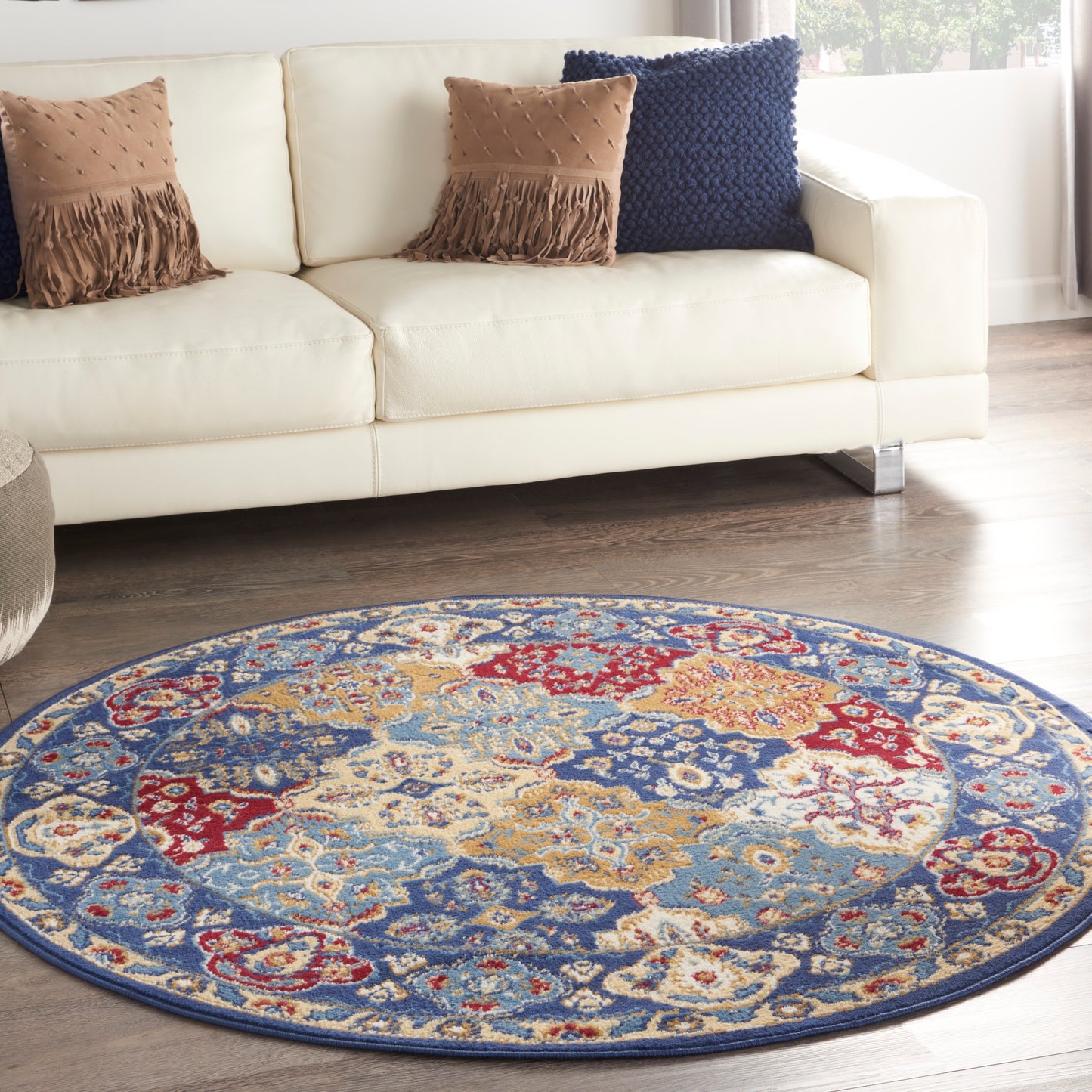 Nourison Grafix 5'3" x Round Multicolor Bohemian Indoor Rug