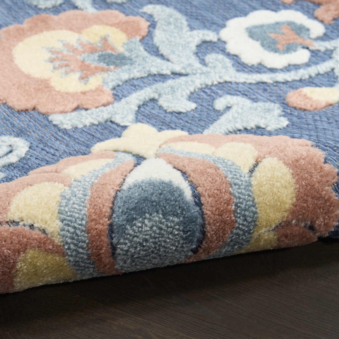 Nourison Aloha 7'10" x 10'6" Blue Rose Farmhouse Rug