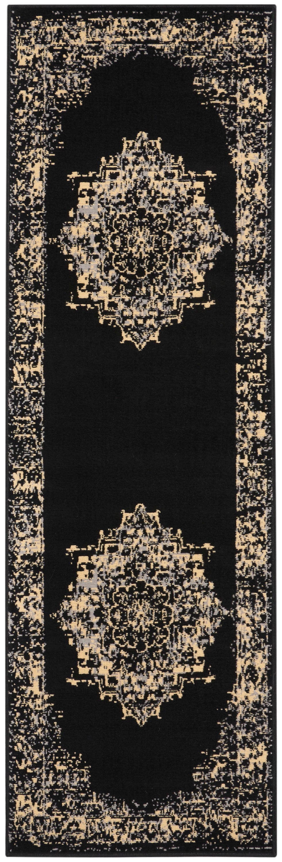 Nourison Grafix 2'3" x 7'6" Black Vintage Indoor Rug