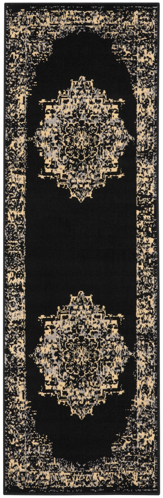 Nourison Grafix 2'3" x 7'6" Black Vintage Indoor Rug