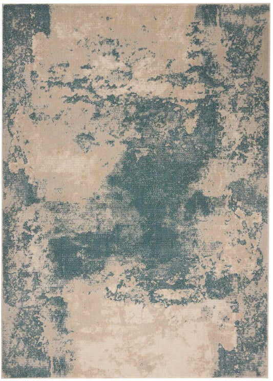 Nourison Maxell 7'10" x 10'6" Ivory/Teal Modern Indoor Rug
