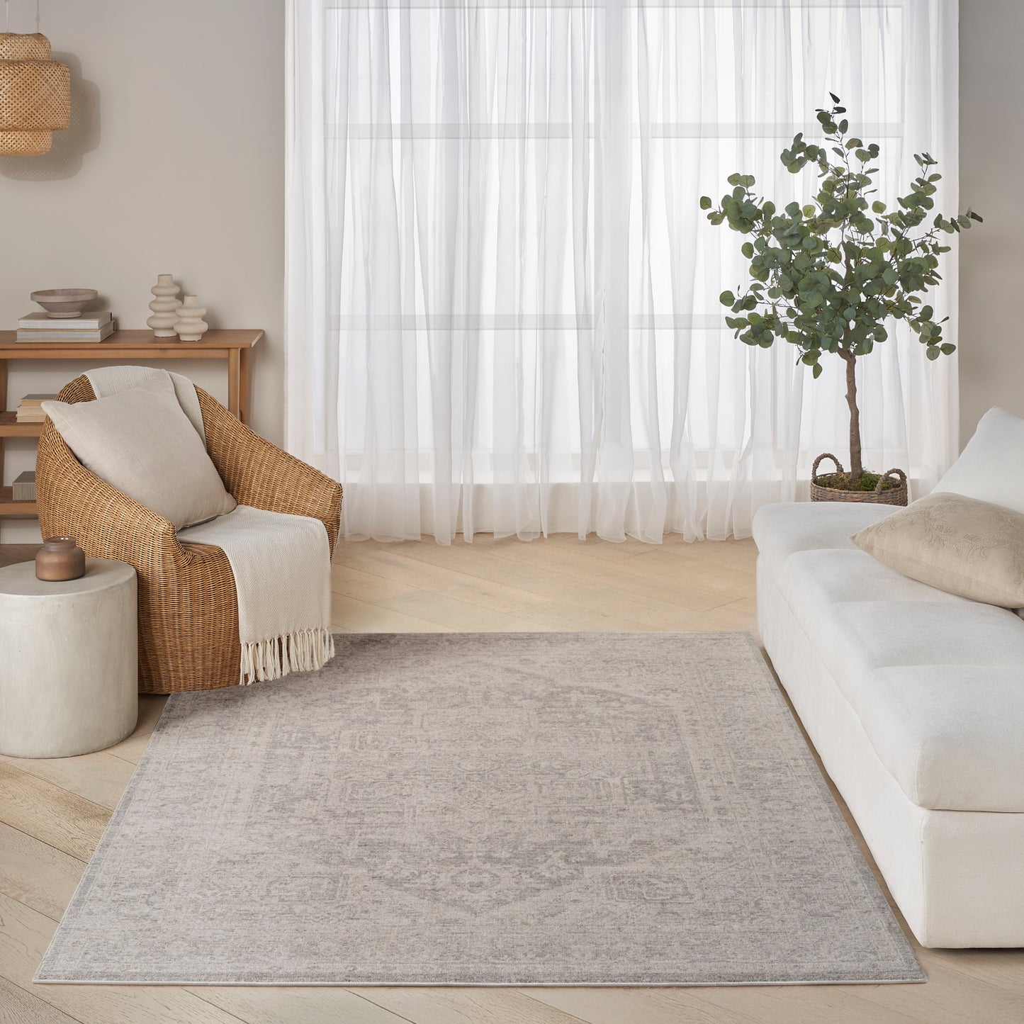 DKNY Pure Shades 5'3" x 7'8" Grey Vintage Indoor Rug
