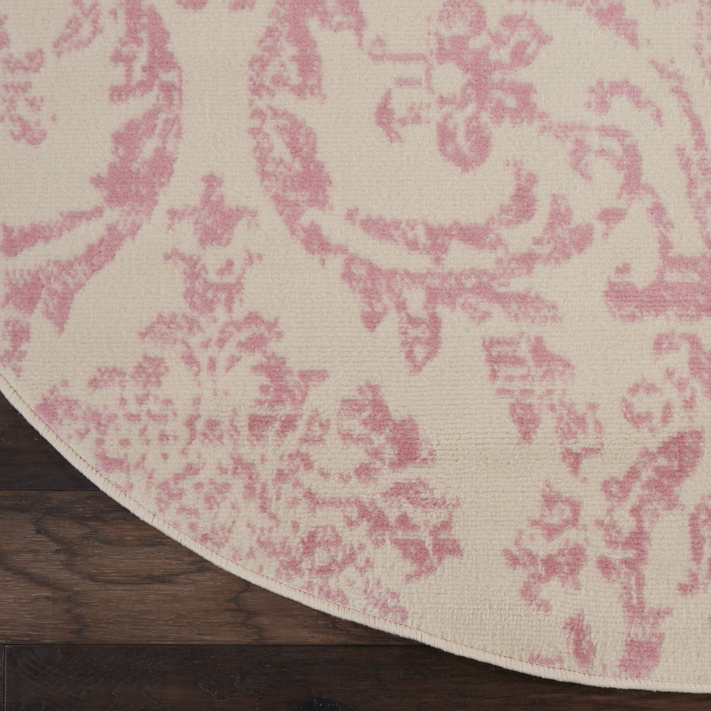 Nourison Jubilant 8' x Round Ivory Pink Vintage Indoor Rug