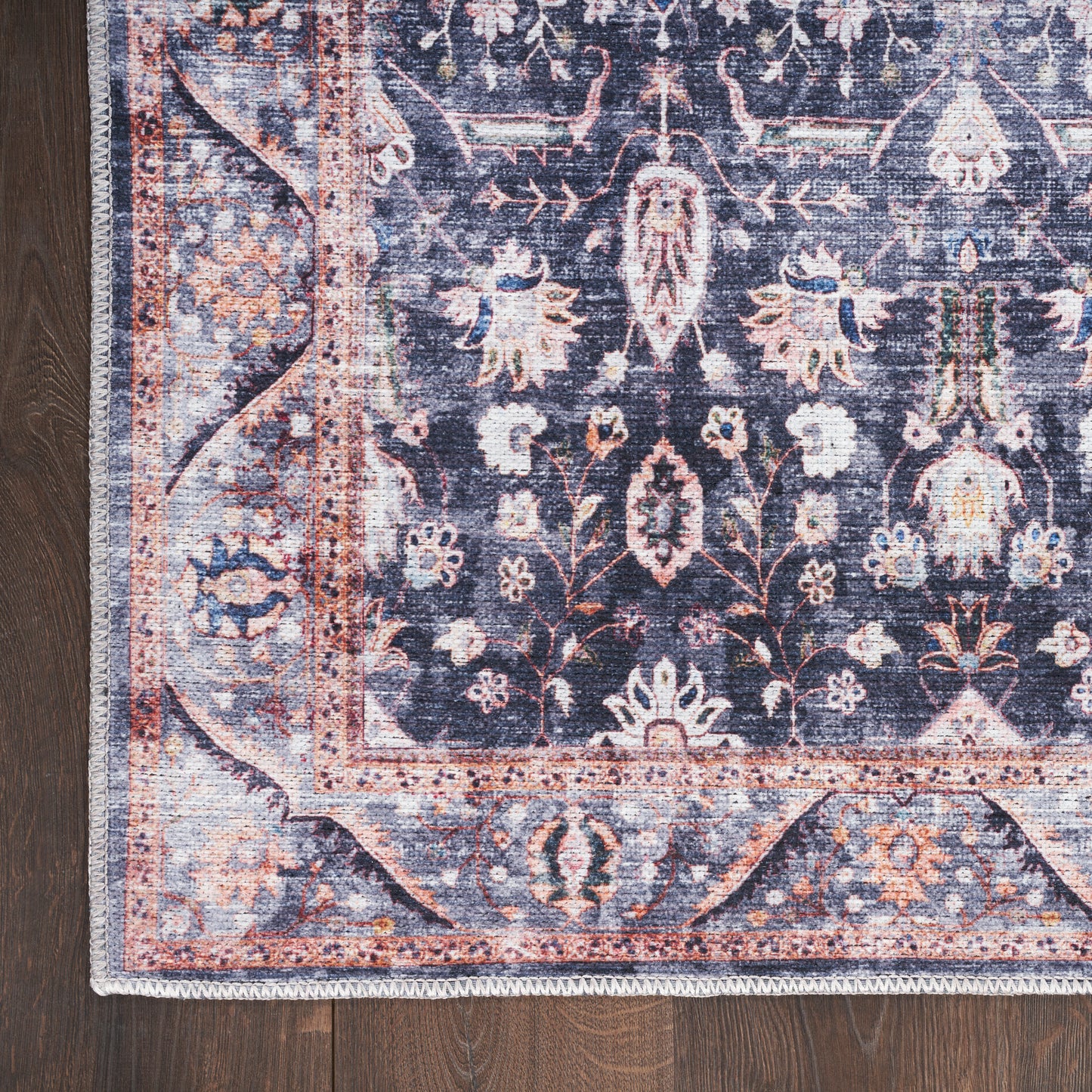 Nourison Grand Washables 4' x 6' Navy Ivory Vintage Indoor Rug