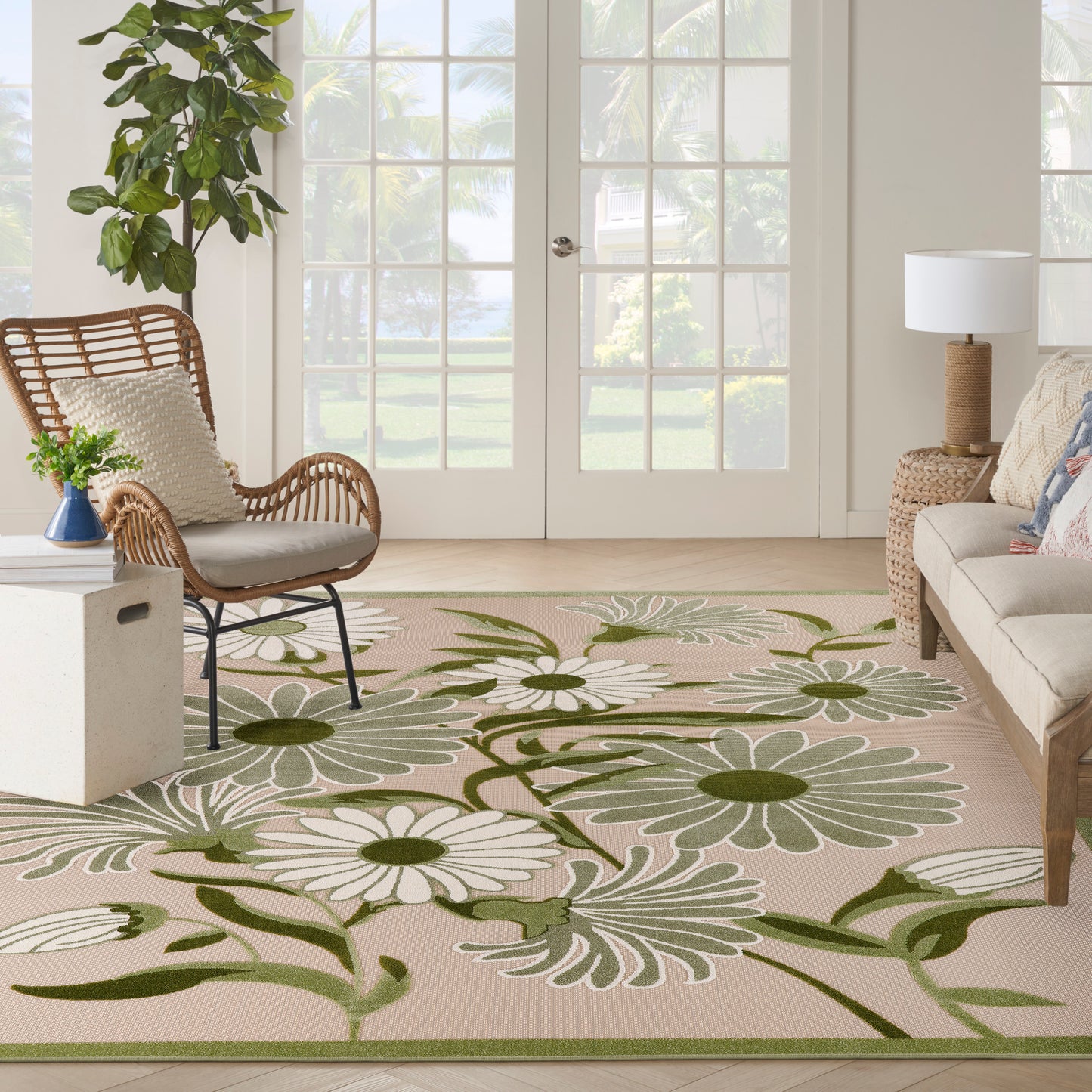 Nourison Aloha 9' x 12' Ivory Green Outdoor Rug