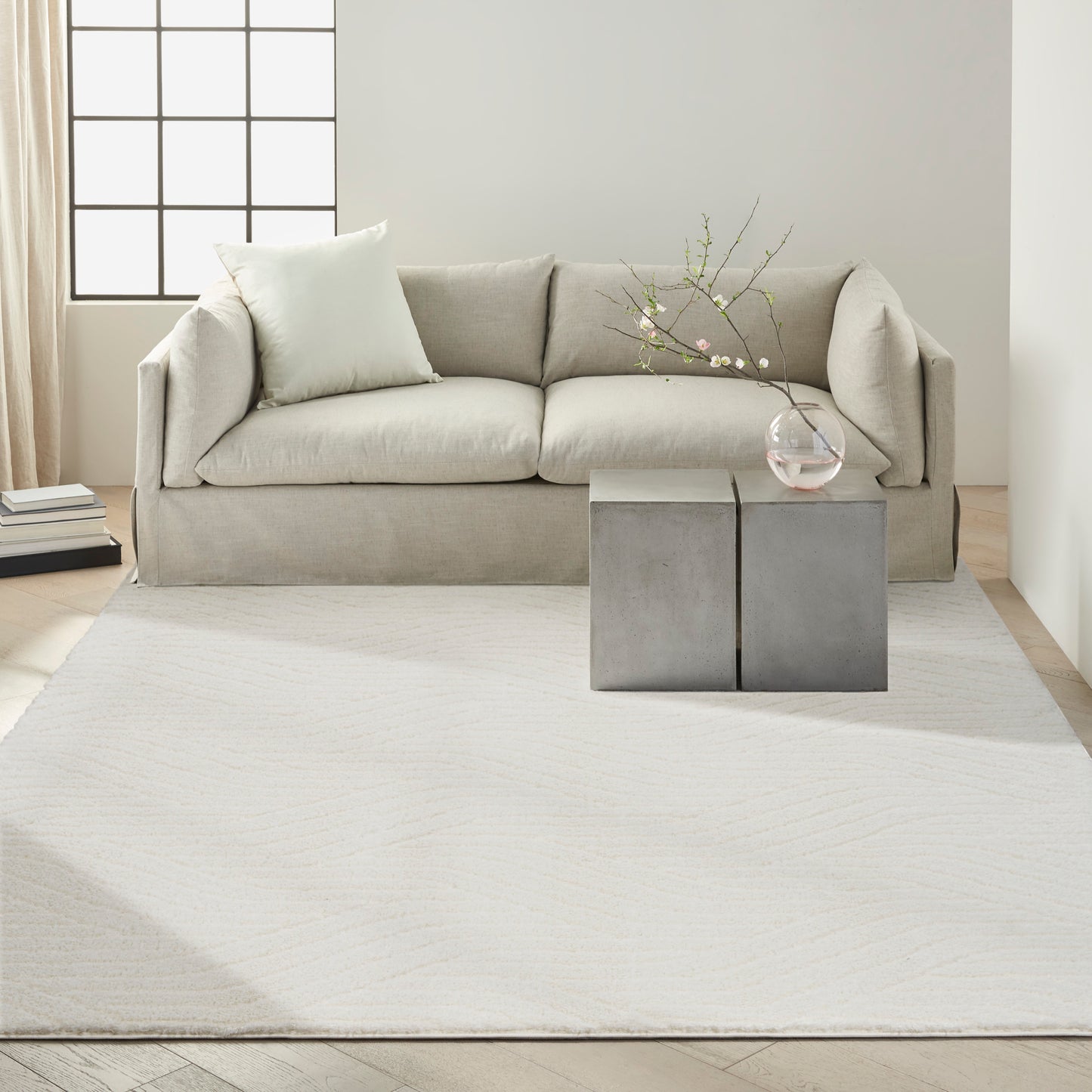Calvin Klein Surfaces 7'10" x 9'10" Ivory Shag Indoor Rug