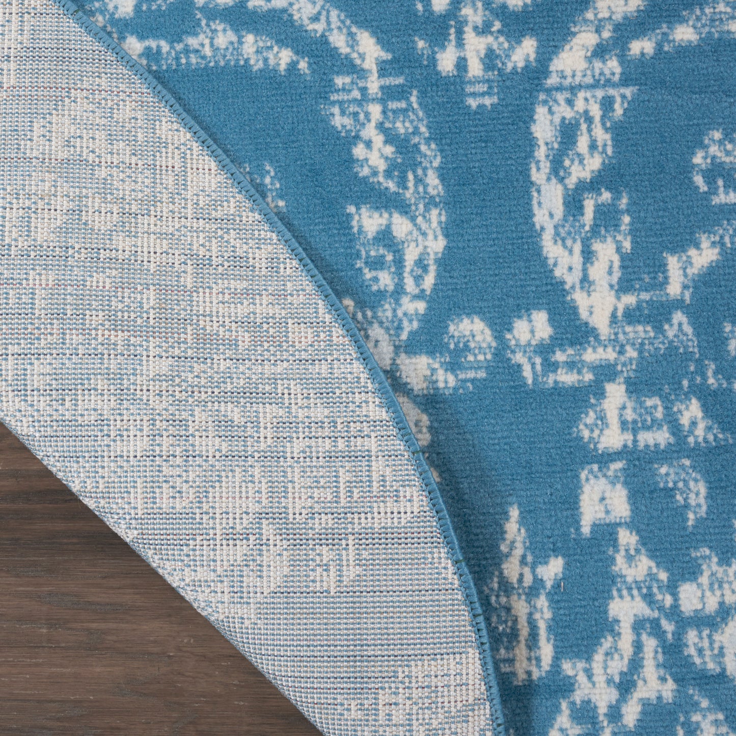 Nourison Jubilant 5'3" x Round Blue Vintage Indoor Rug