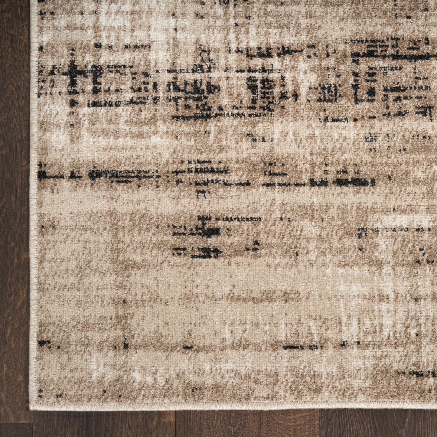Nourison Washable Decor 2' x 6' Ivory Mocha Modern Indoor Rug