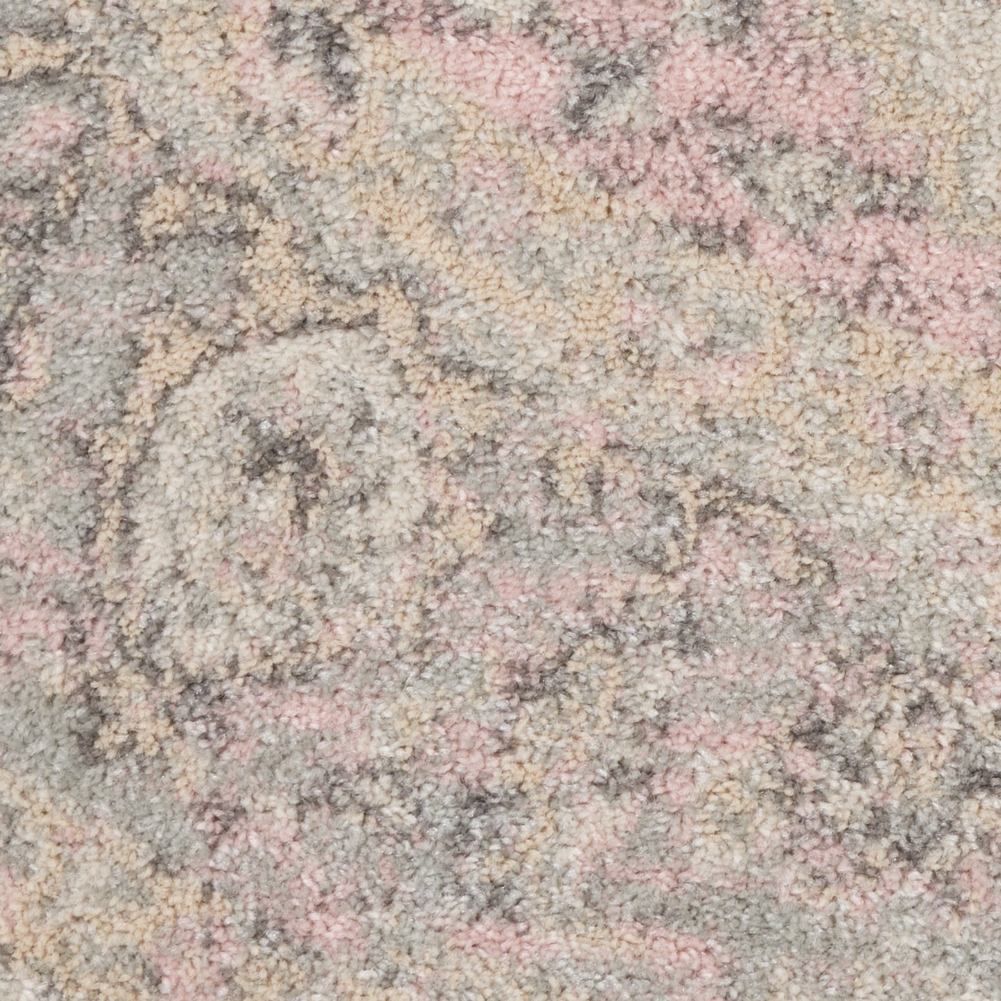 Nourison Tranquil 5'3" x Round Ivory/Pink Vintage Indoor Rug