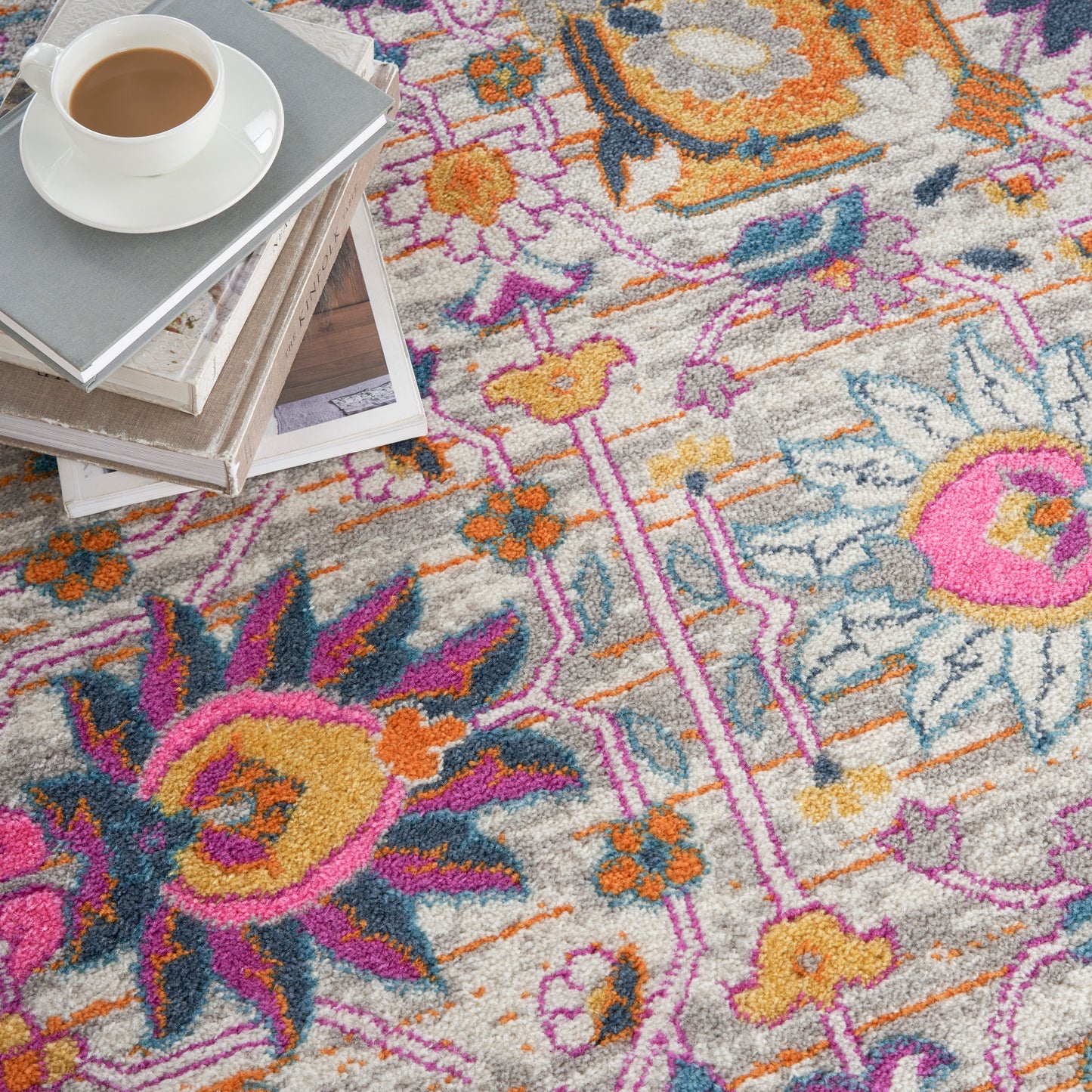 Nourison Passion 8' x Round Silver Bohemian Indoor Rug