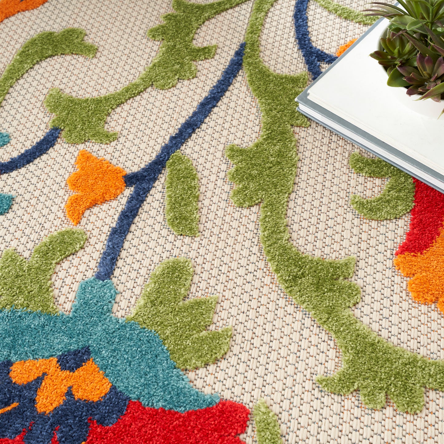 Nourison Aloha 9' x 12' Red Multicolor Transitional Rug