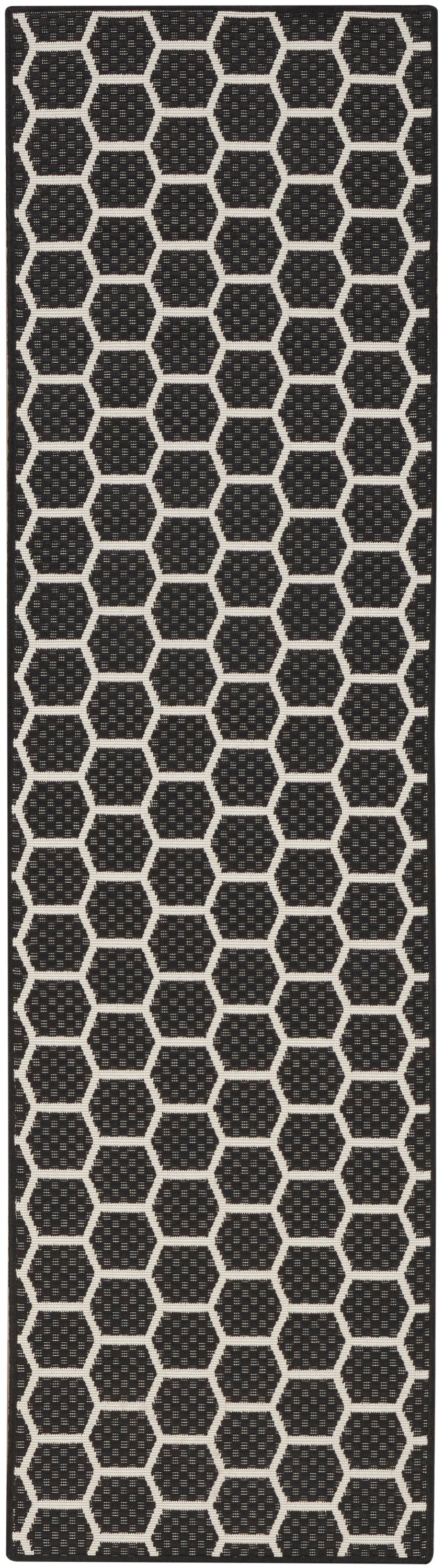 Nourison Twist Reversible 2' x 6' Black Modern Rug