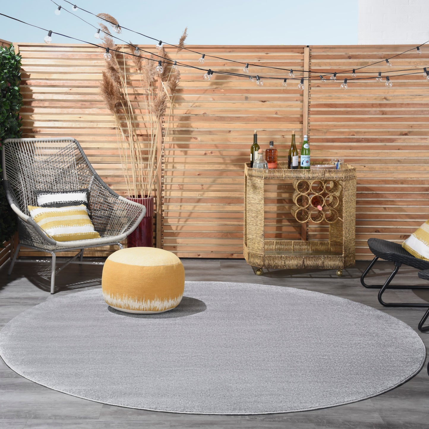 Nourison Nourison Essentials 10' x Round Silver Grey Outdoor Rug