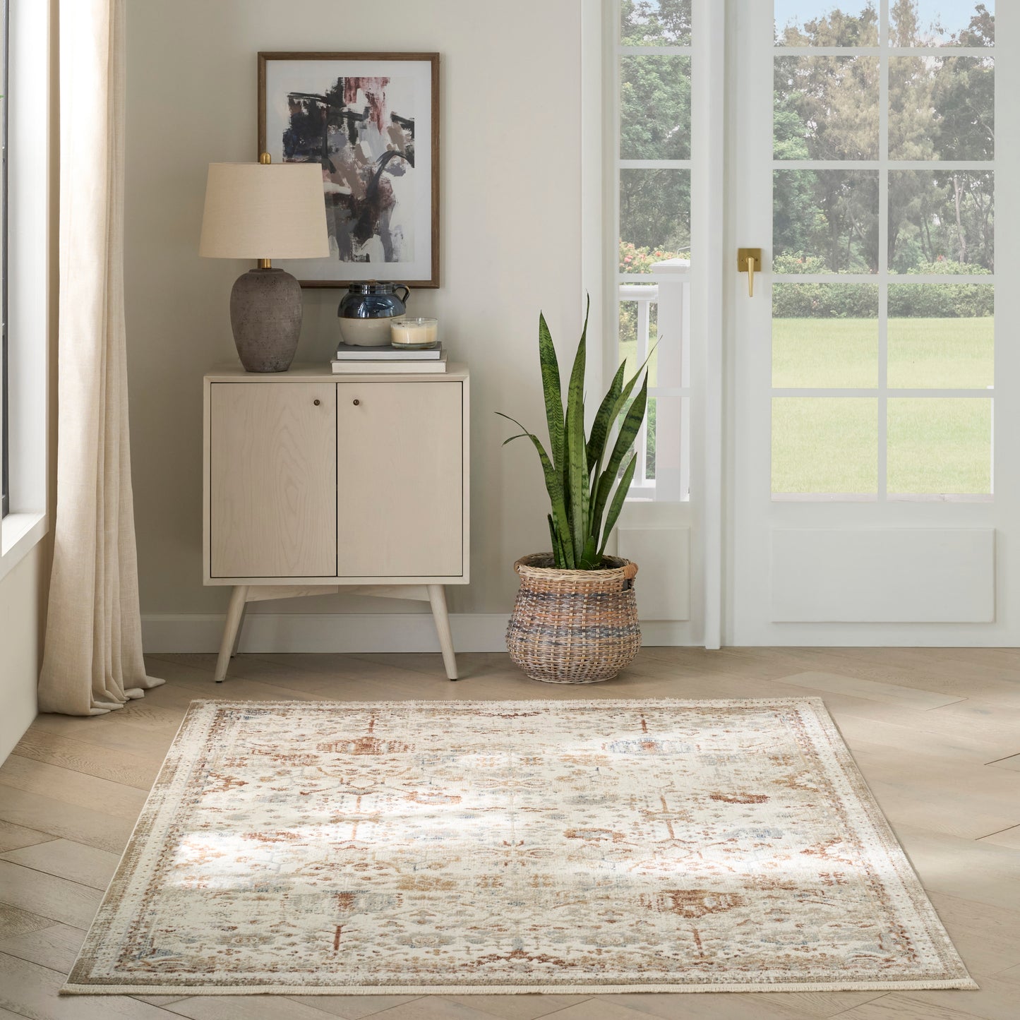 Nourison Pardis 5'3" x 7' Ivory Rust Vintage Indoor Rug