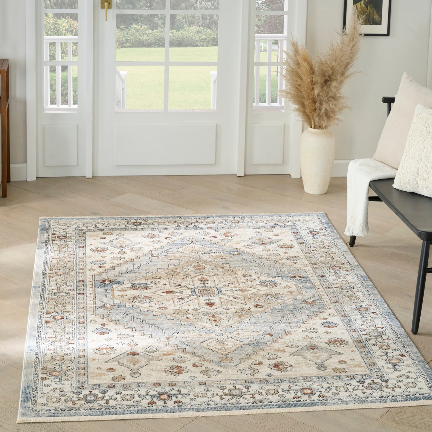 Nourison Pardis 5'3" x 7' Blue Taupe Vintage Indoor Rug