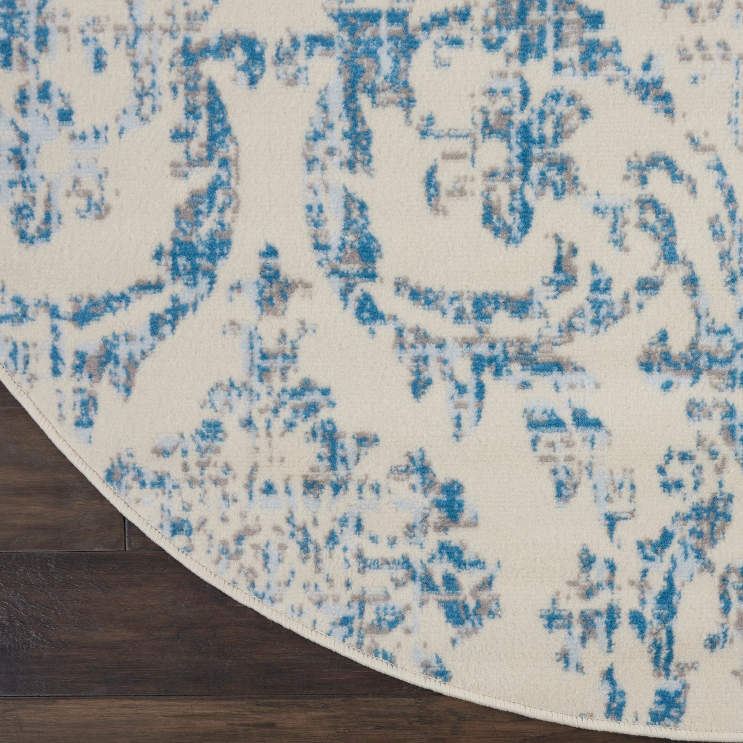 Nourison Jubilant 8' x Round Ivory Blue Vintage Indoor Rug