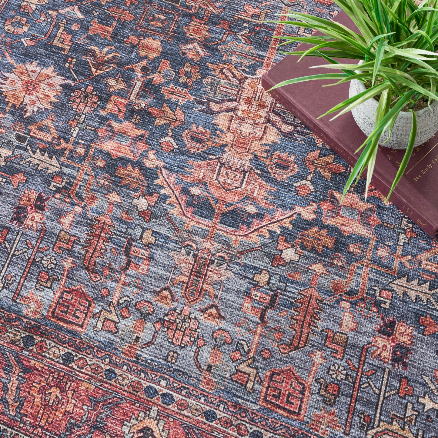 Nourison Grand Washables 4' x 6' Navy Brick Vintage Indoor Rug