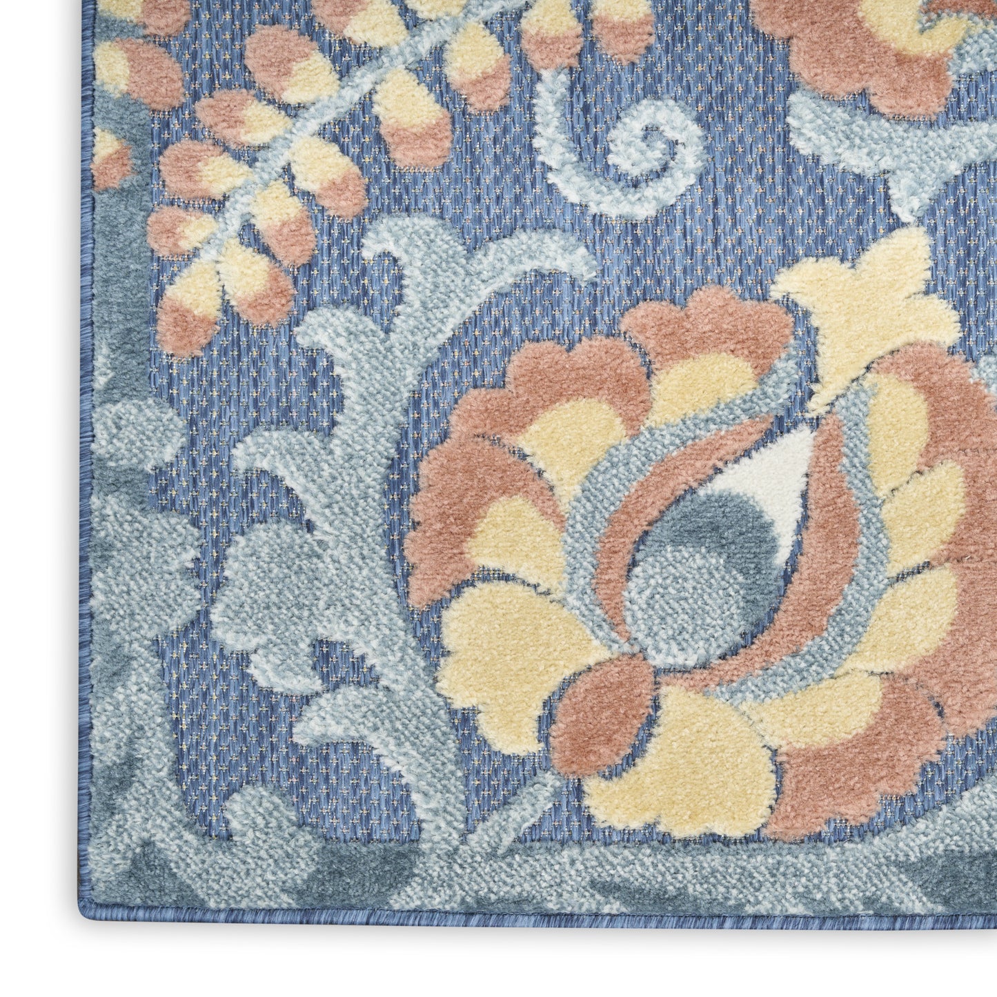 Nourison Aloha 2'8" x 4' Blue Rose Farmhouse Rug