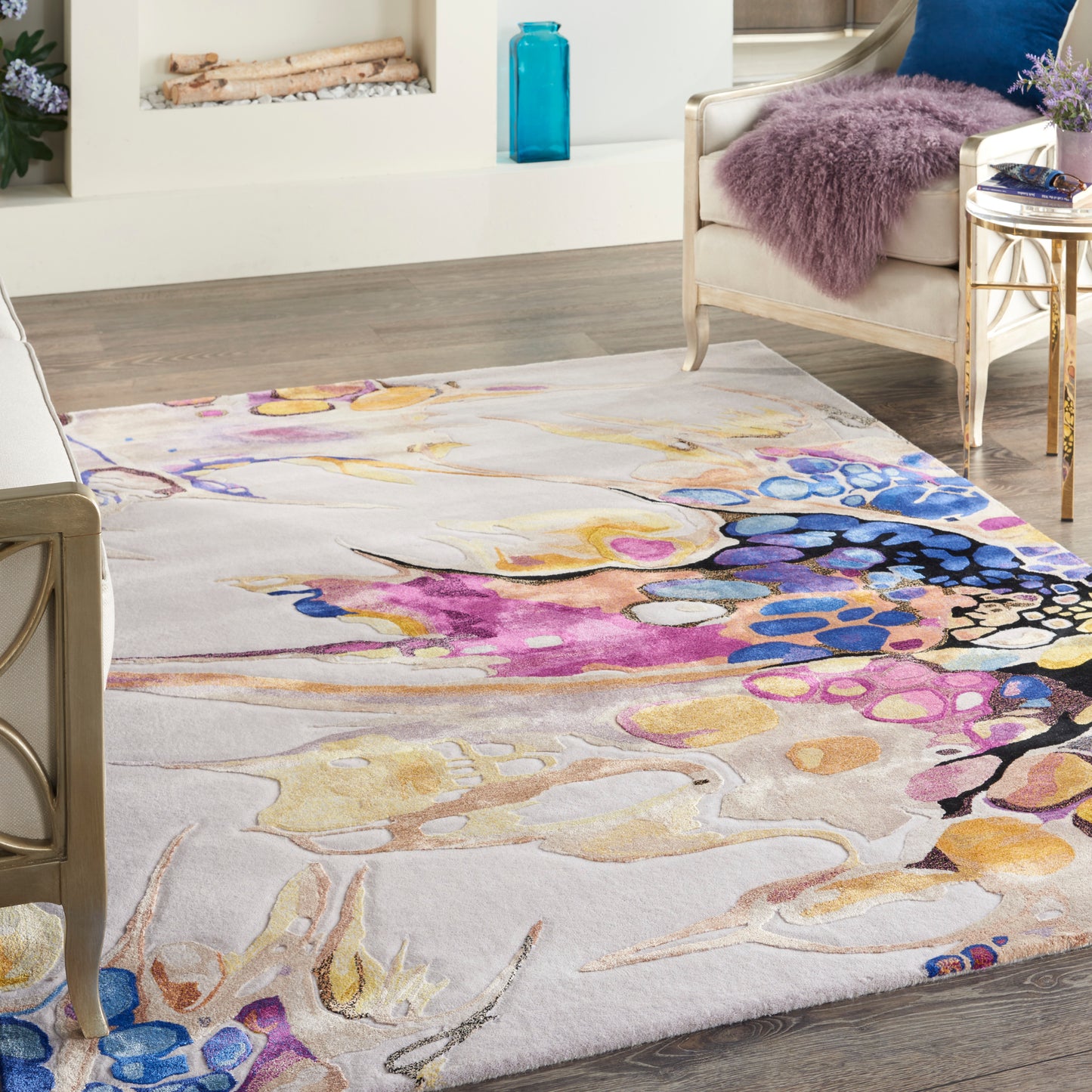 Nourison Prismatic 3'9" x 5'9" Grey Lilac Multi Modern Indoor Rug