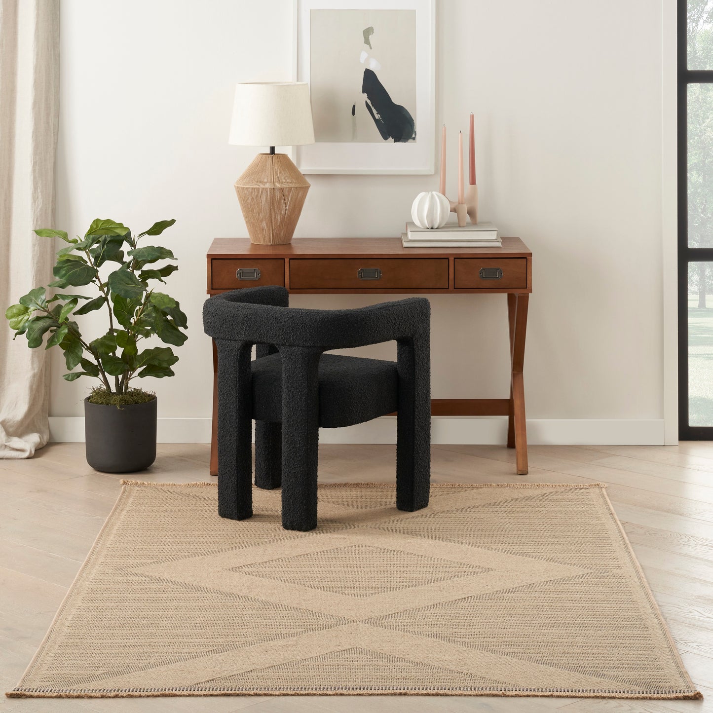 Nourison Washable Jute 3'11" x 5'11" Natural Beige Modern Indoor Rug