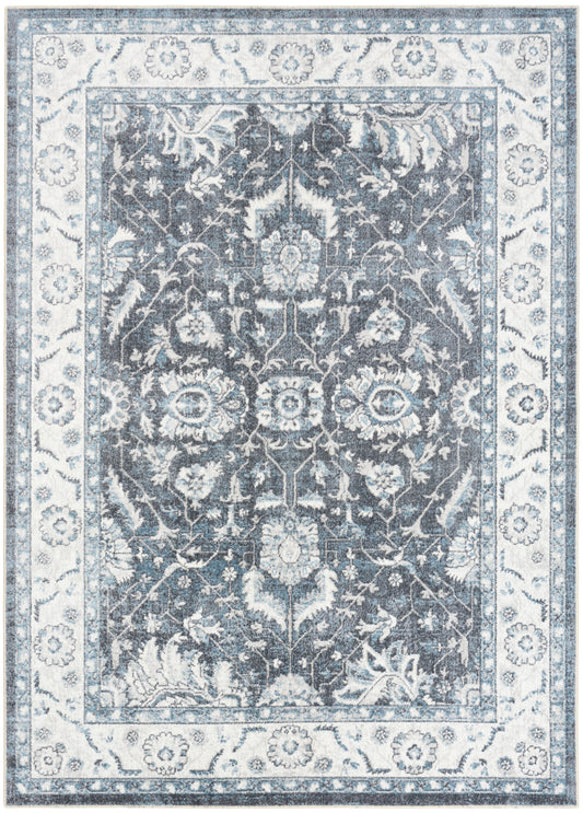 Nourison Astra Machine Washable 6'7" x 9' Slate Vintage Indoor Rug