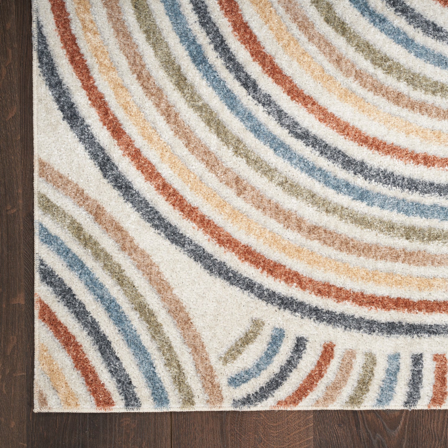 Nourison Astra Machine Washable 3'3" x 5' Ivory Multicolor Mid-Century Modern Indoor Rug