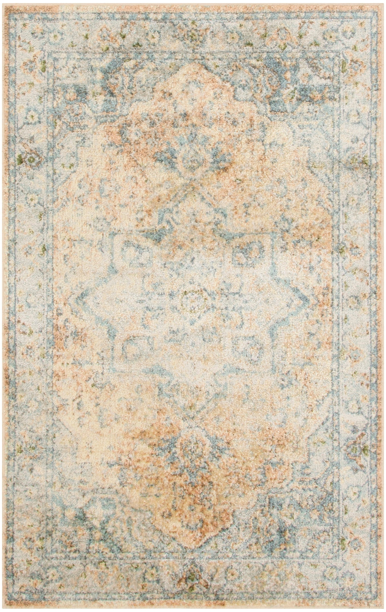 Nourison Astra Machine Washable 3'3" x 5' Beige Blue Vintage Indoor Rug