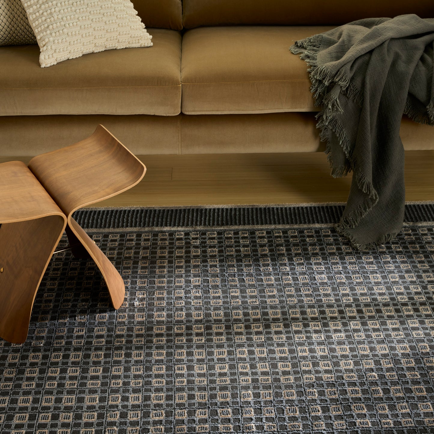 Nourison Nordic 4' x 6' Black Taupe Modern Indoor Rug