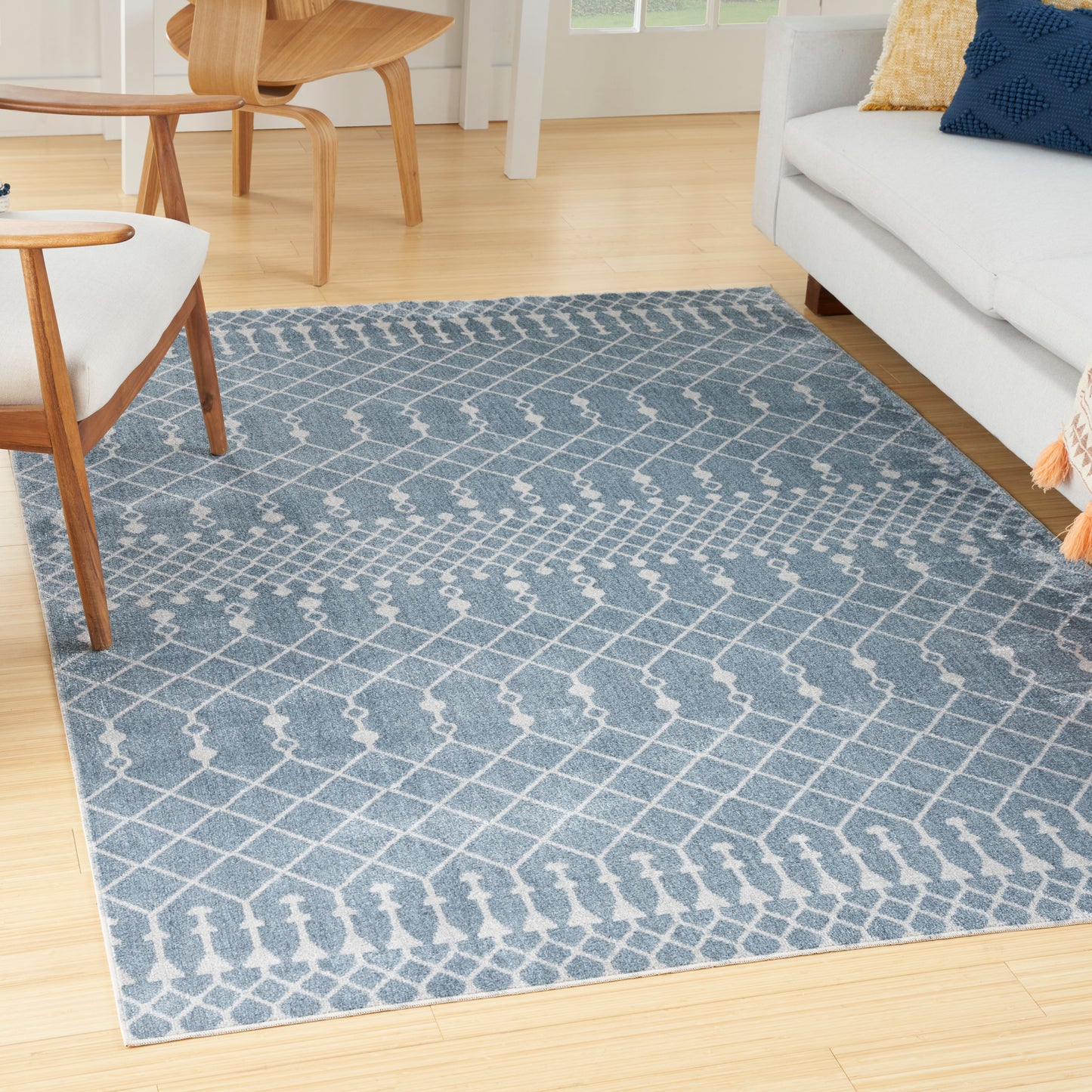Nourison Astra Machine Washable 5'3" x 7' Blue Bohemian Indoor Rug