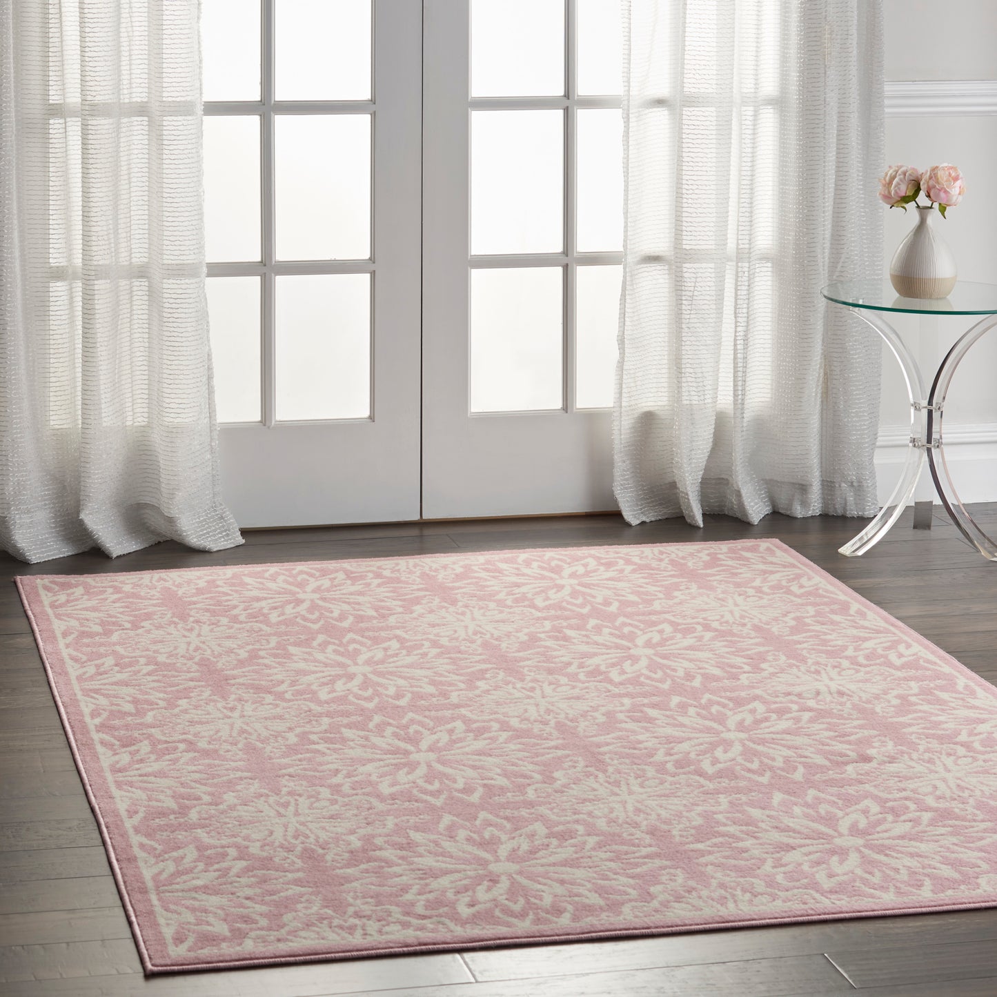 Nourison Jubilant 4' x 6' Ivory Pink Farmhouse Indoor Rug