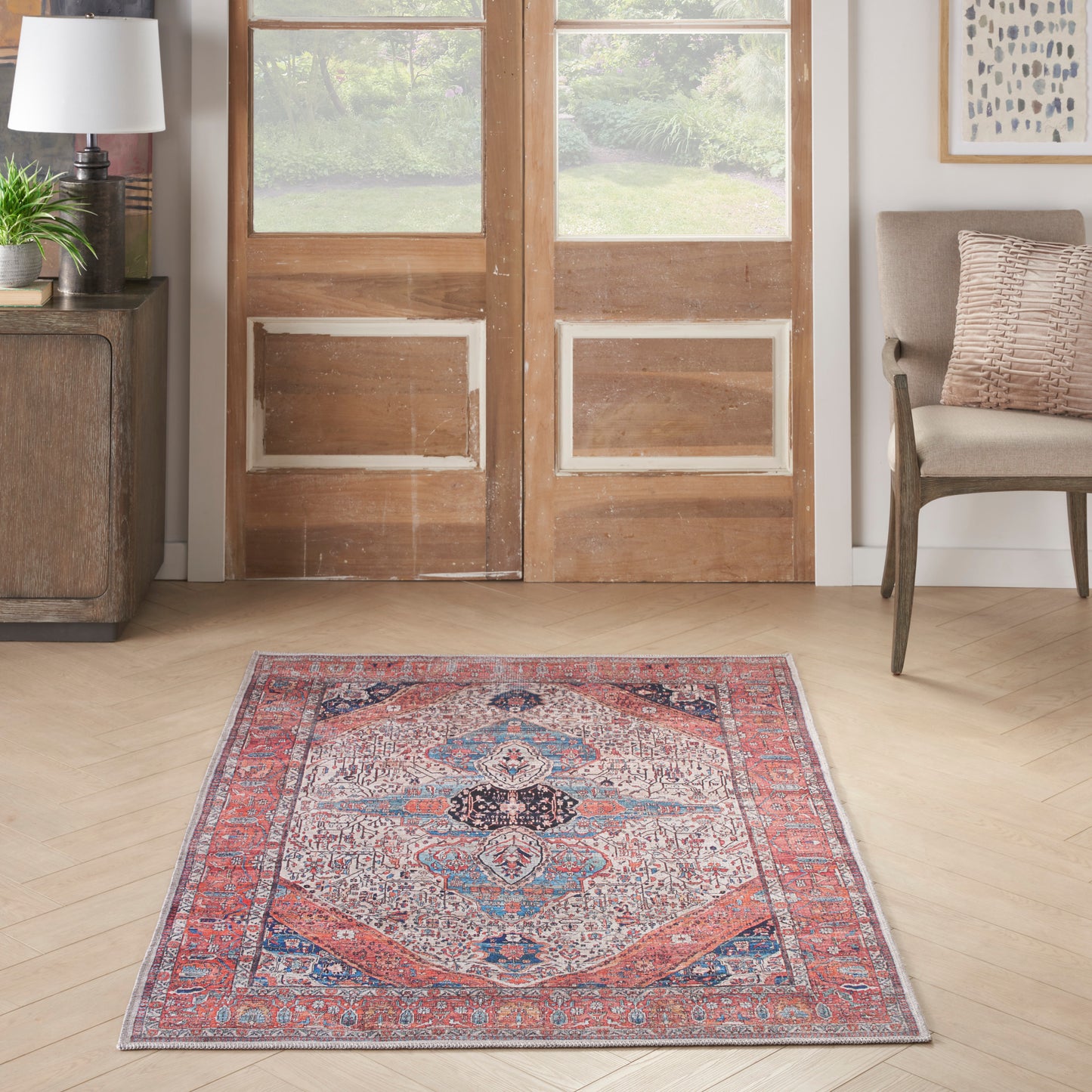 Nourison Grand Washables 4' x 6' Ivory Brick Vintage Indoor Rug