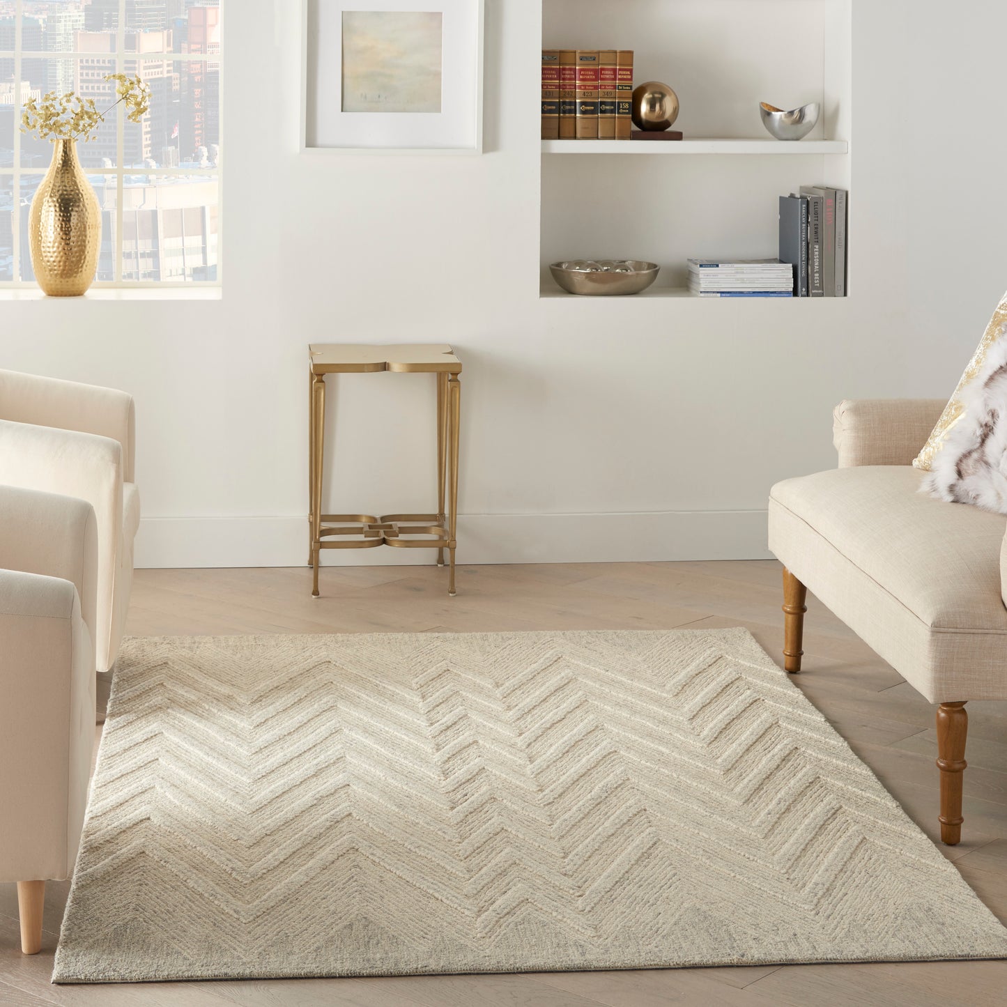 Nourison Interlock 5' x 7'6" Ivory/Grey Modern Indoor Rug