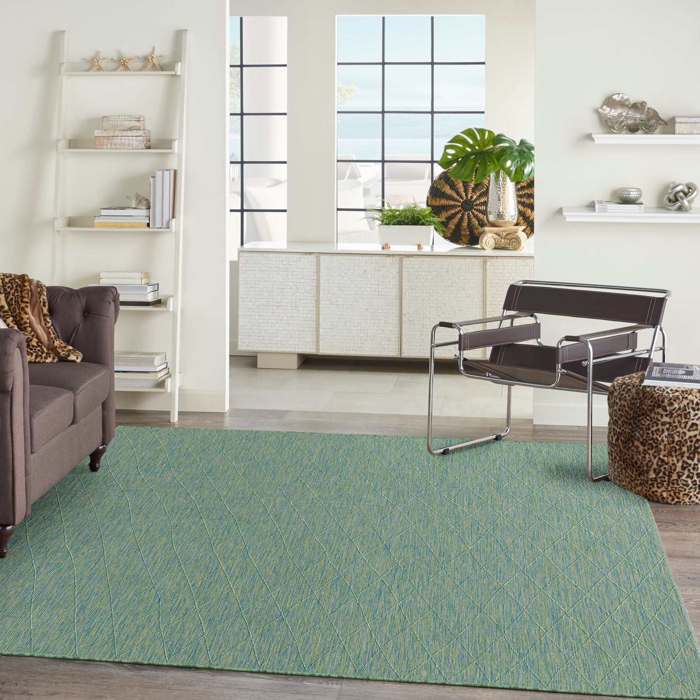 Nourison Washable Solutions 8' x 10' Blue/Green Modern Rug