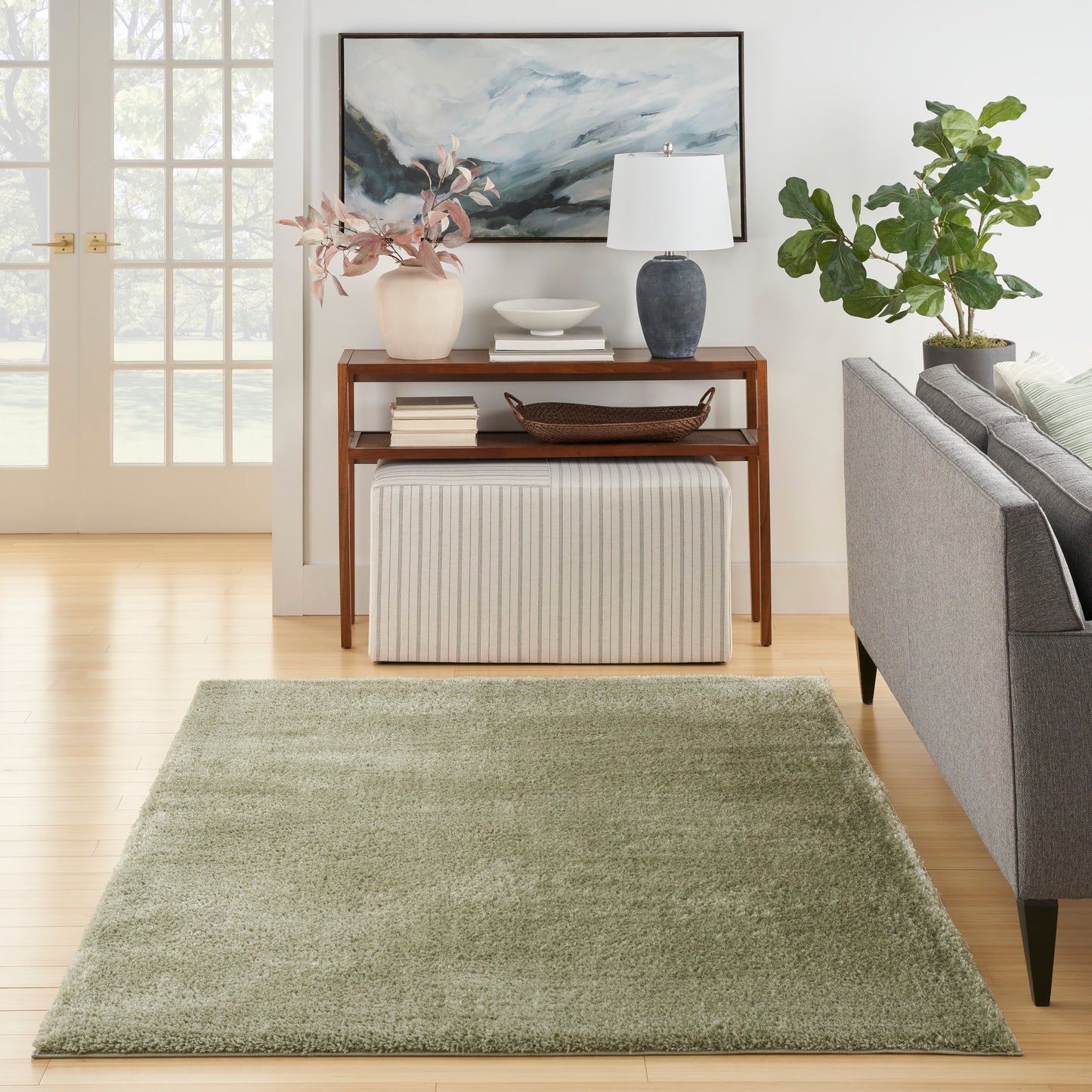 Nourison Pacific Shag 5'3" x 7'3" Green Shag Indoor Rug