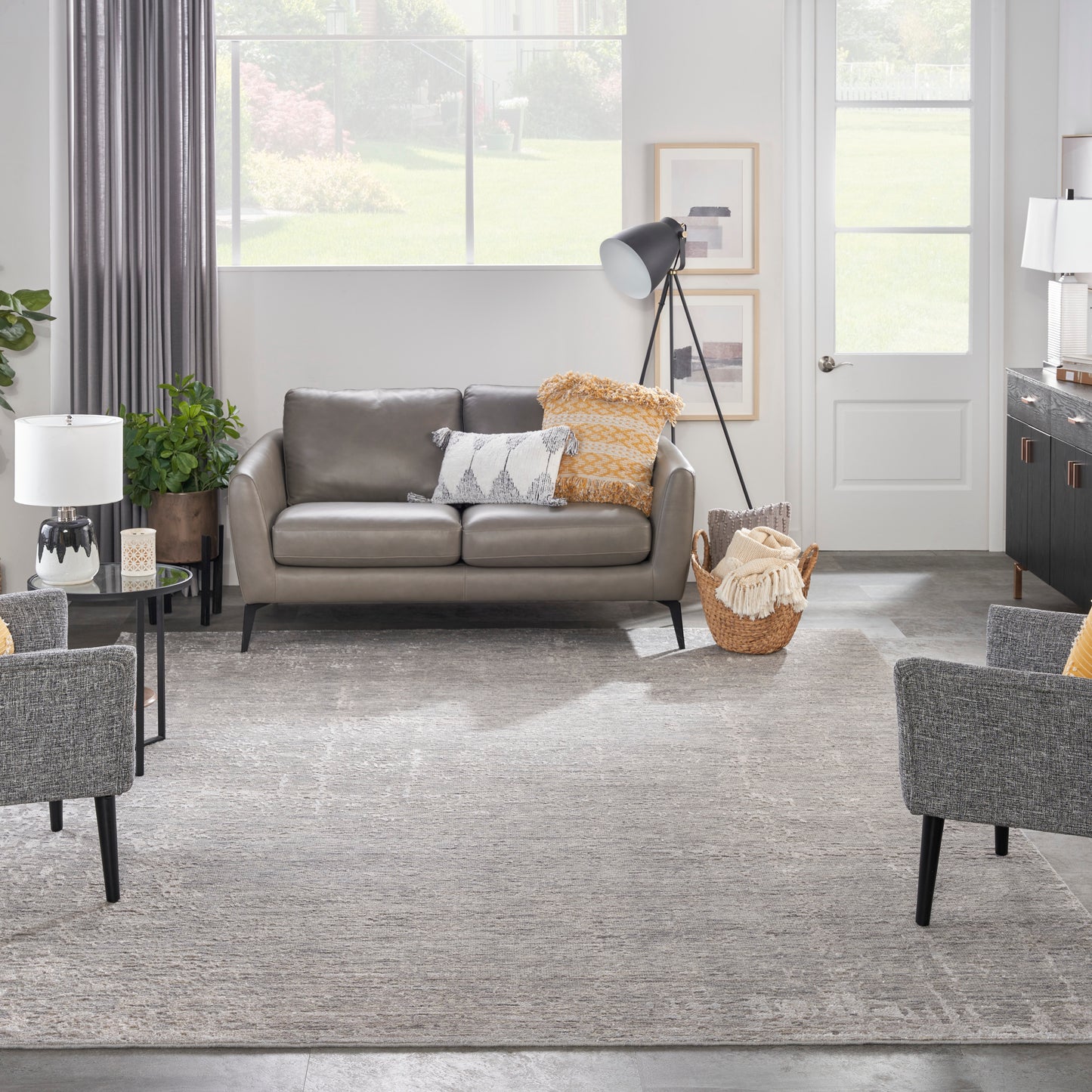 Nourison Luna 9'9" x 13'9" Grey Silver Modern Indoor Rug
