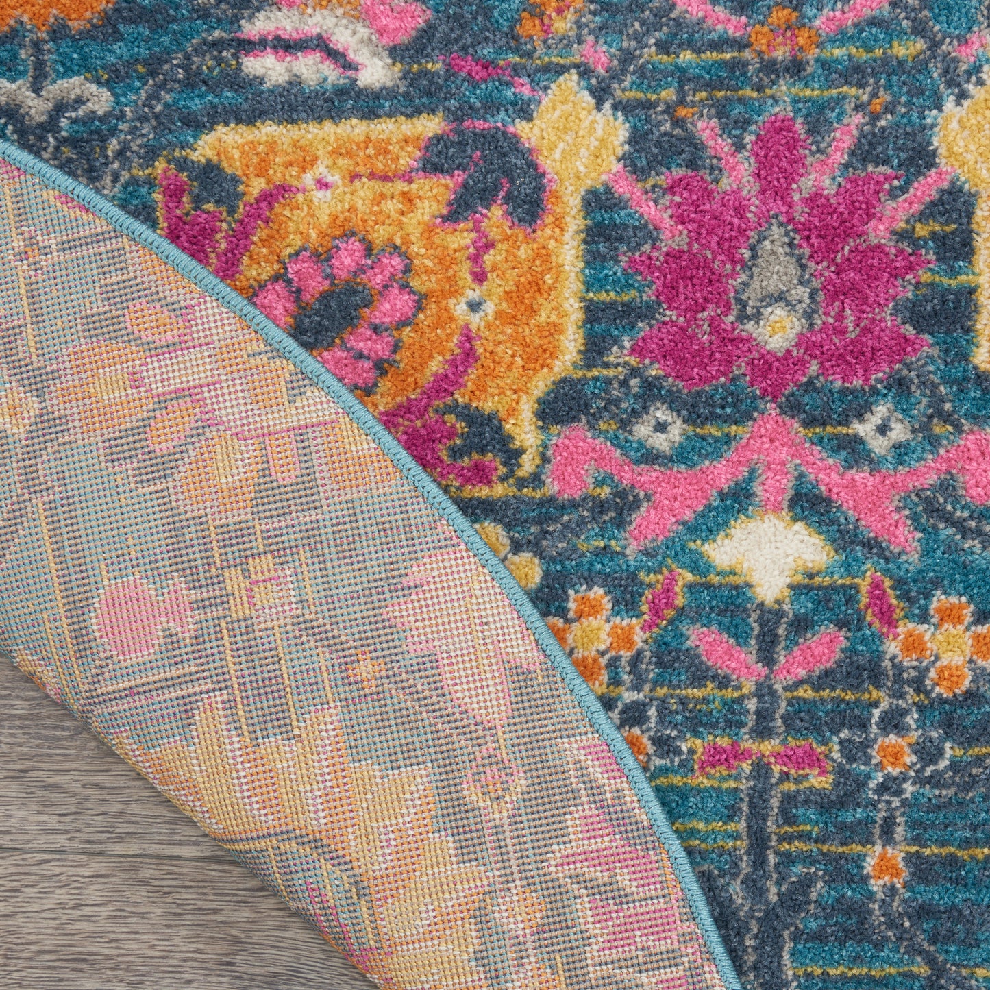 Nourison Passion 4' x Round Denim Bohemian Indoor Rug