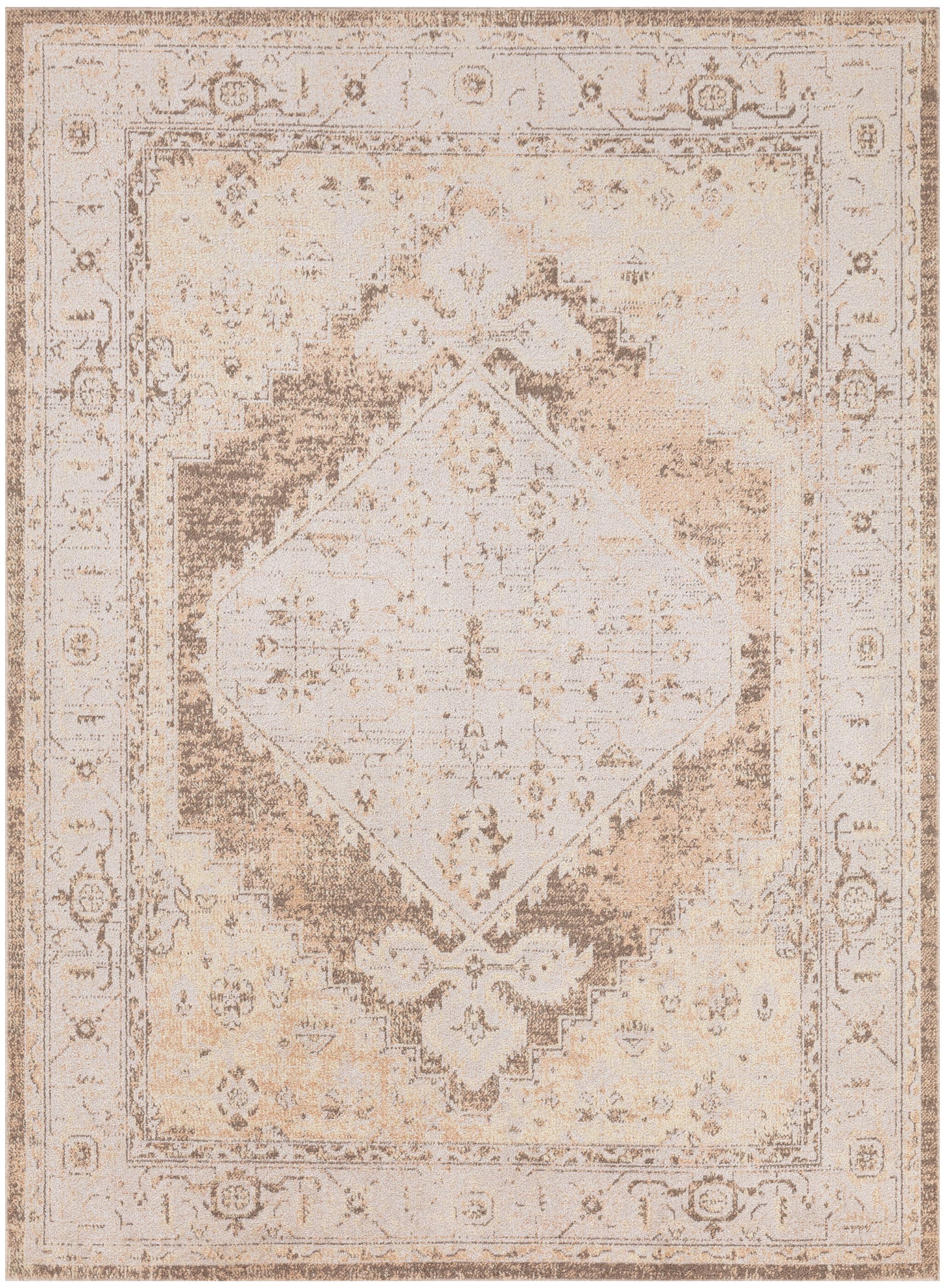 Nourison Astra Machine Washable 5'3" x 7' Beige Vintage Indoor Rug