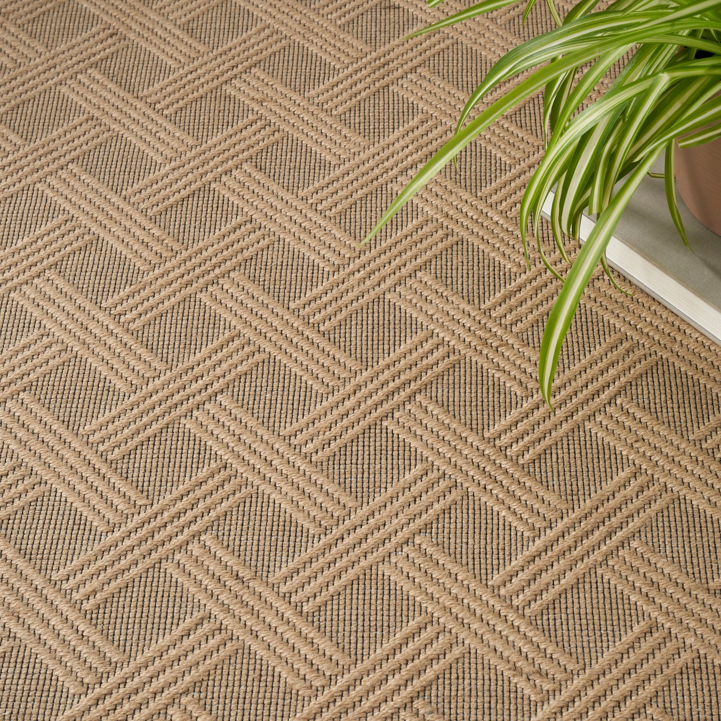 Nourison Washable Jute 3'11" x 5'11" Natural Modern Indoor Rug