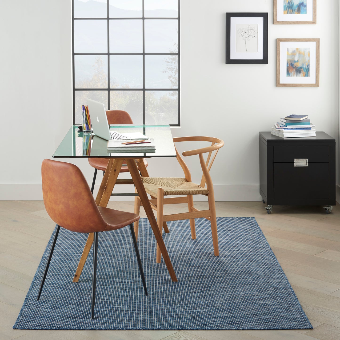 Nourison Positano 5' x 7' Navy Blue Modern Rug