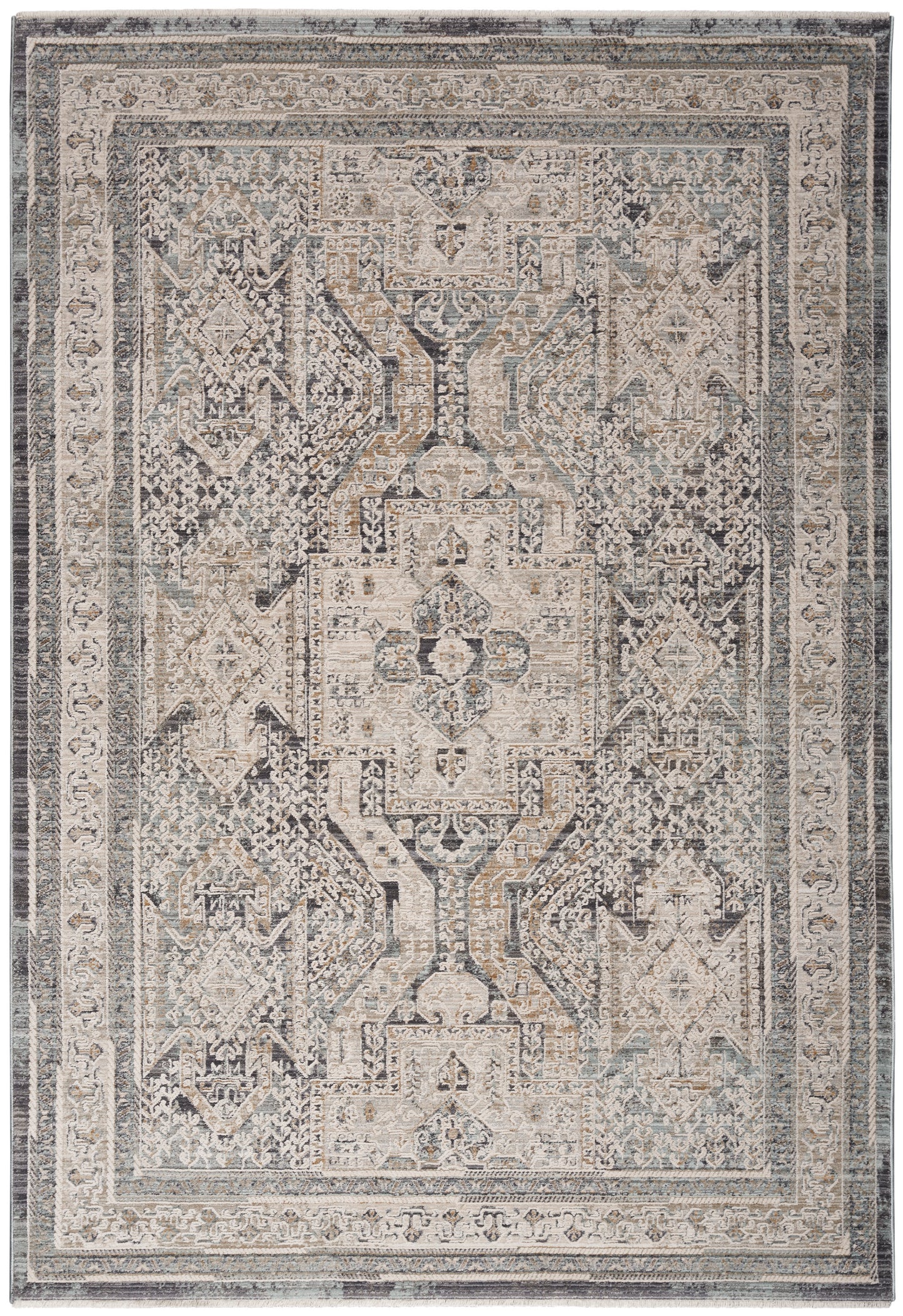 Nourison Lynx 5'3" x 7'10" Ivory Charcoal Vintage Indoor Rug