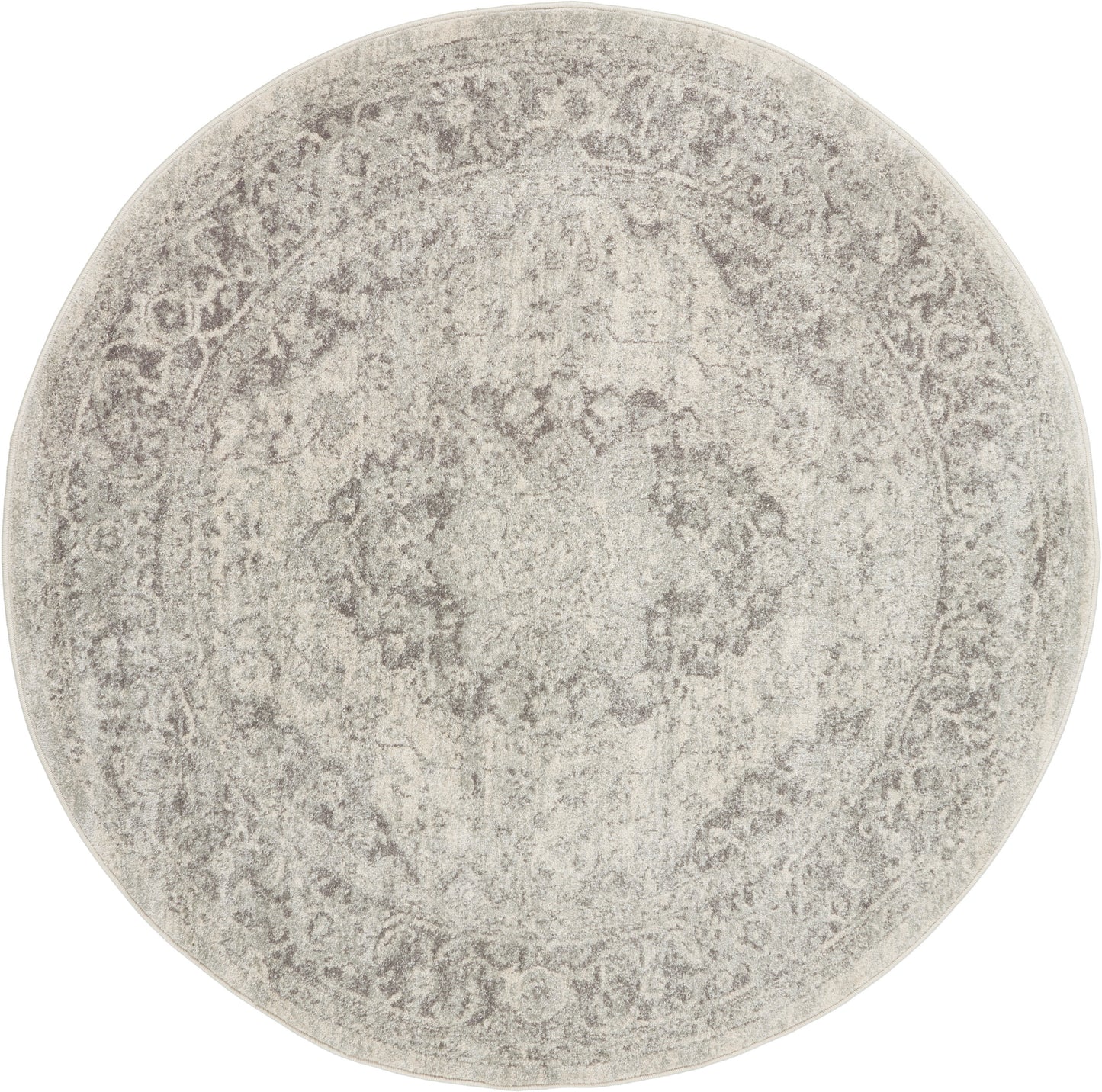 Nourison Tranquil 4' x Round Ivory/Grey Vintage Indoor Rug